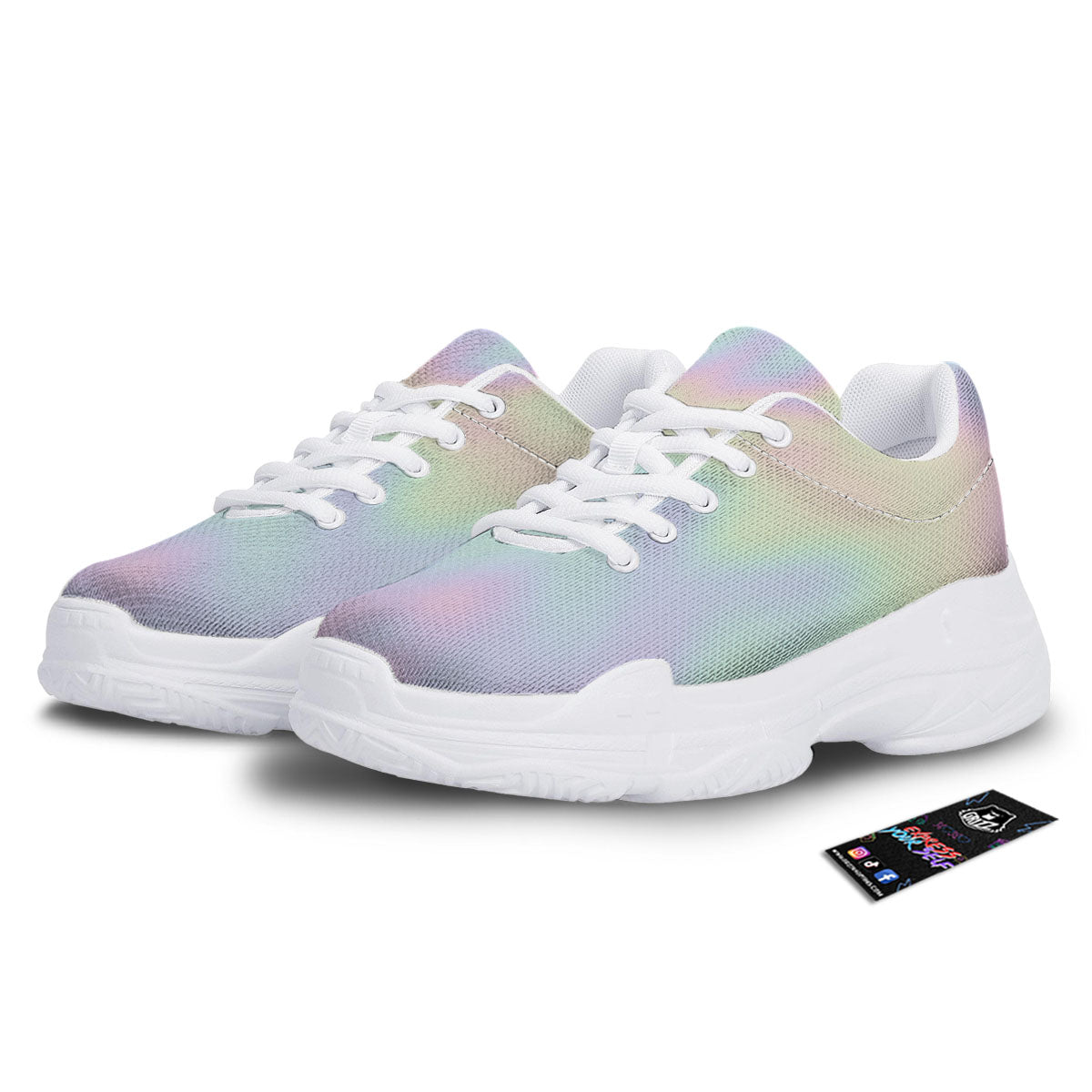 Acid Melt Pastel Print White Chunky Shoes-grizzshop