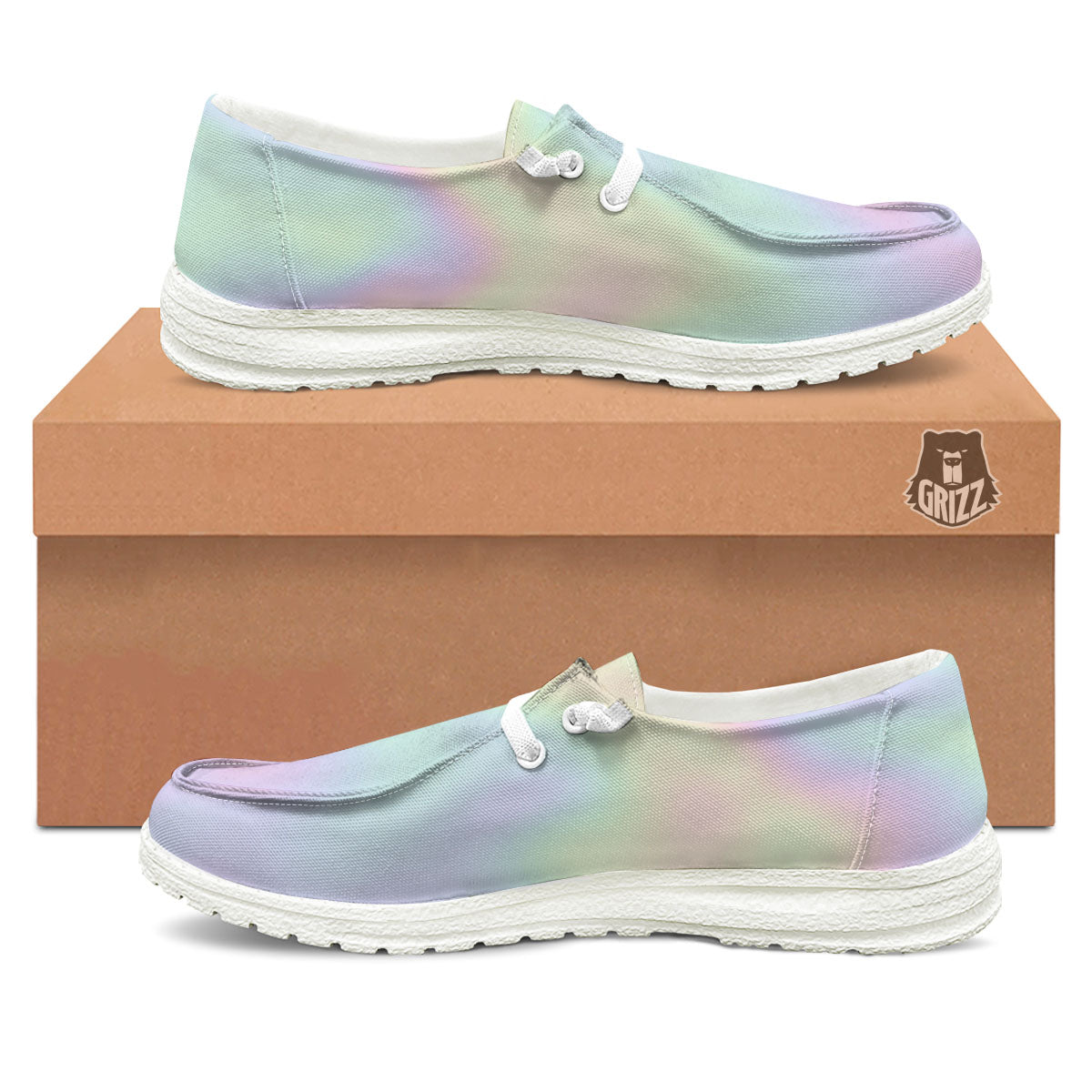 Acid Melt Pastel Print White Loafers-grizzshop