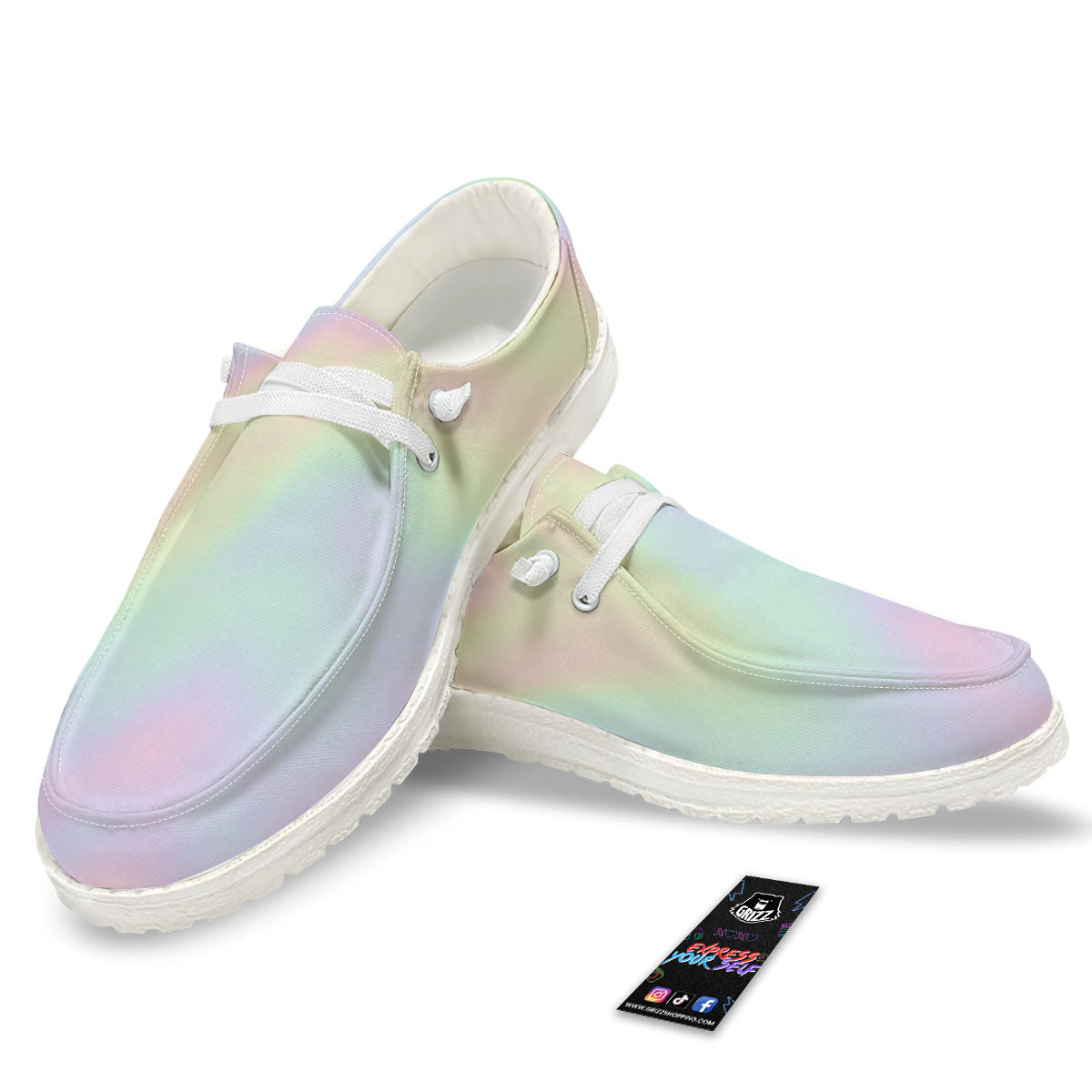 Acid Melt Pastel Print White Loafers-grizzshop