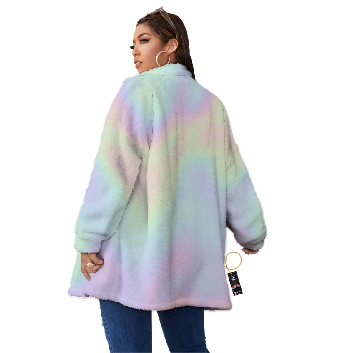 Acid Melt Pastel Print Women's Sherpa Jacket-grizzshop