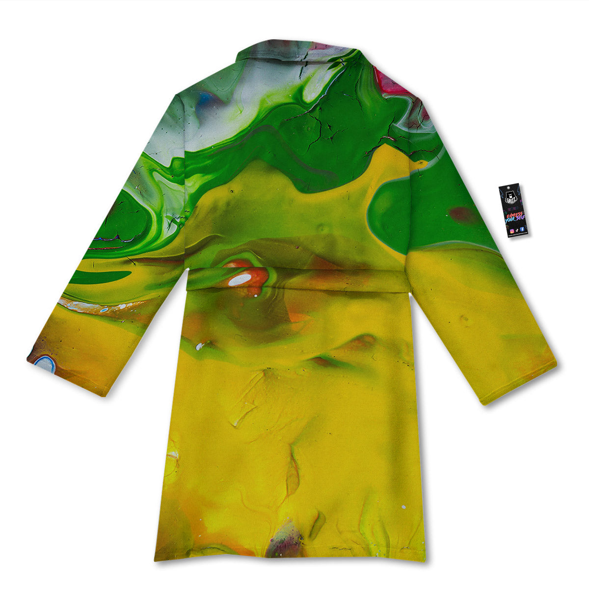 Acid Melt Yellow And Green Print Bathrobe-grizzshop