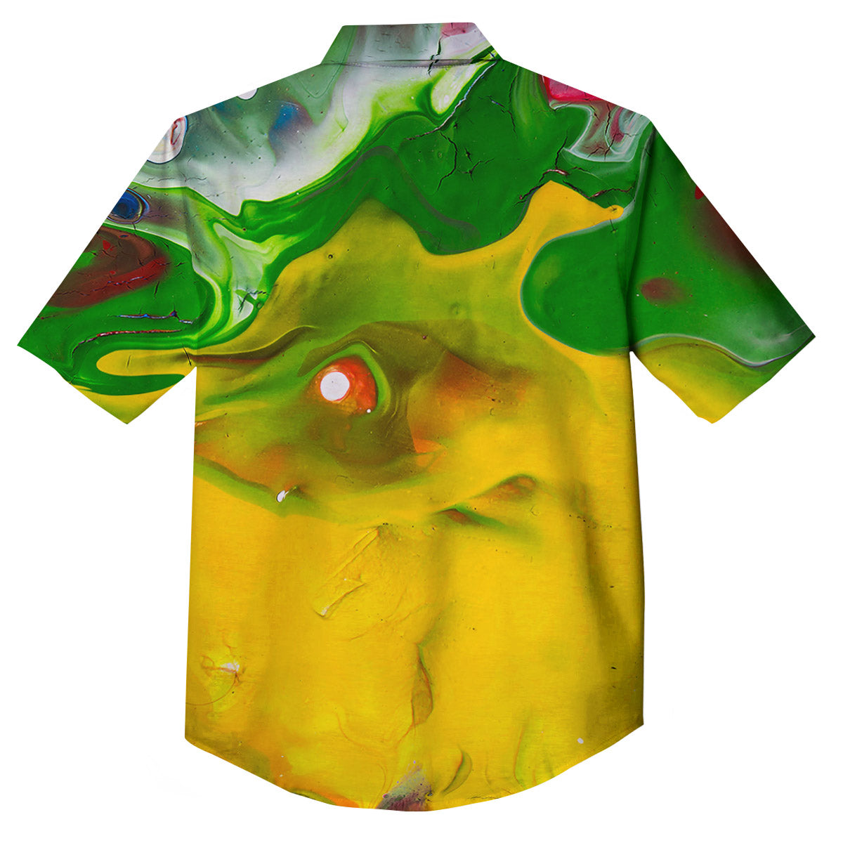 Acid Melt Yellow And Green Print Button Up Shirt-grizzshop