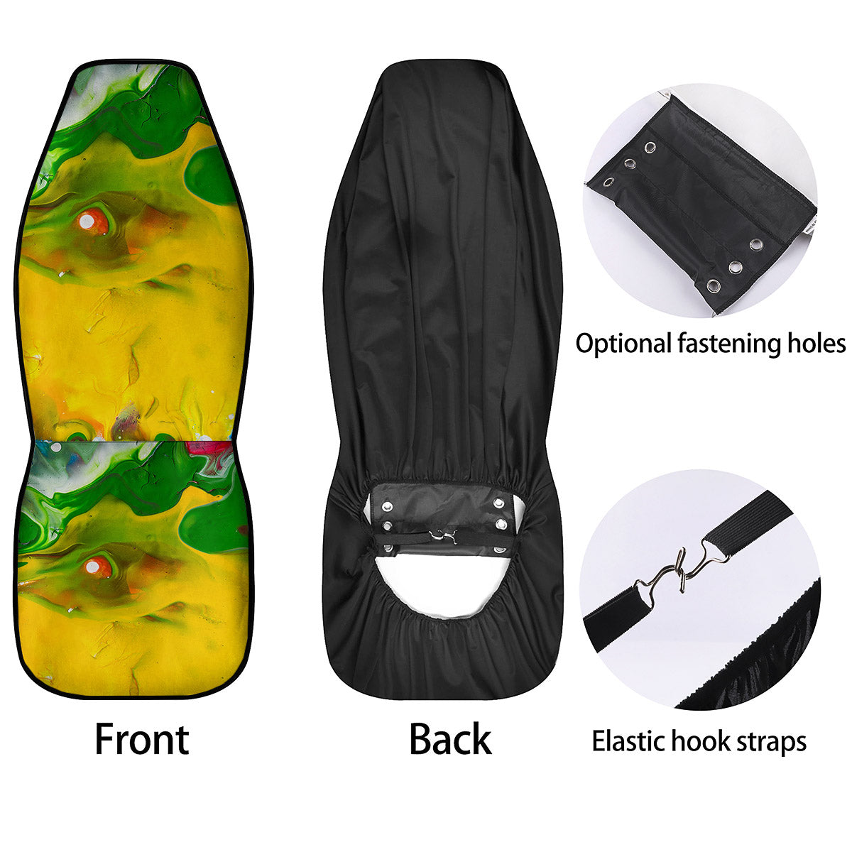 Acid Melt Yellow And Green Print Car Seat Covers-grizzshop
