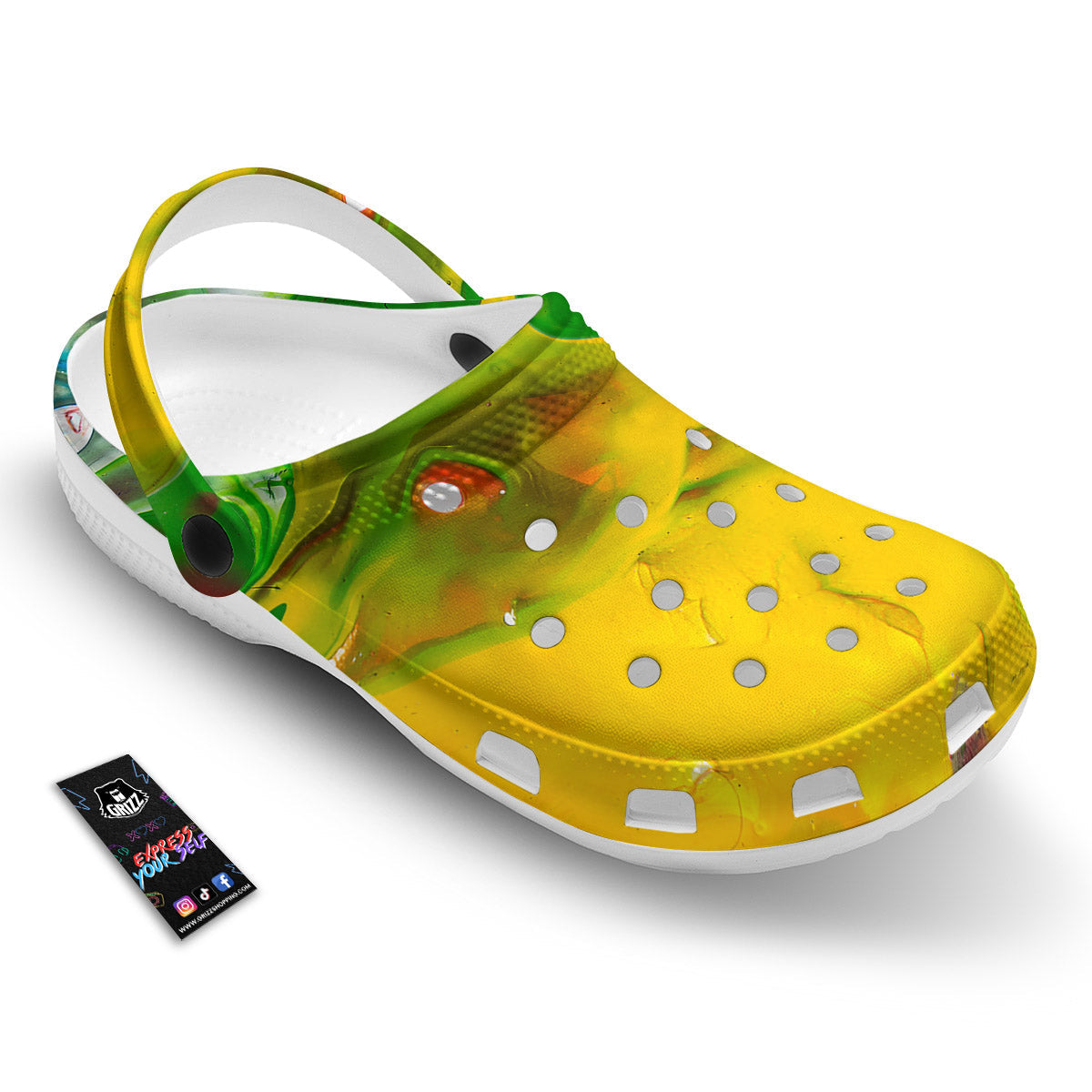 Acid Melt Yellow And Green Print Clog-grizzshop