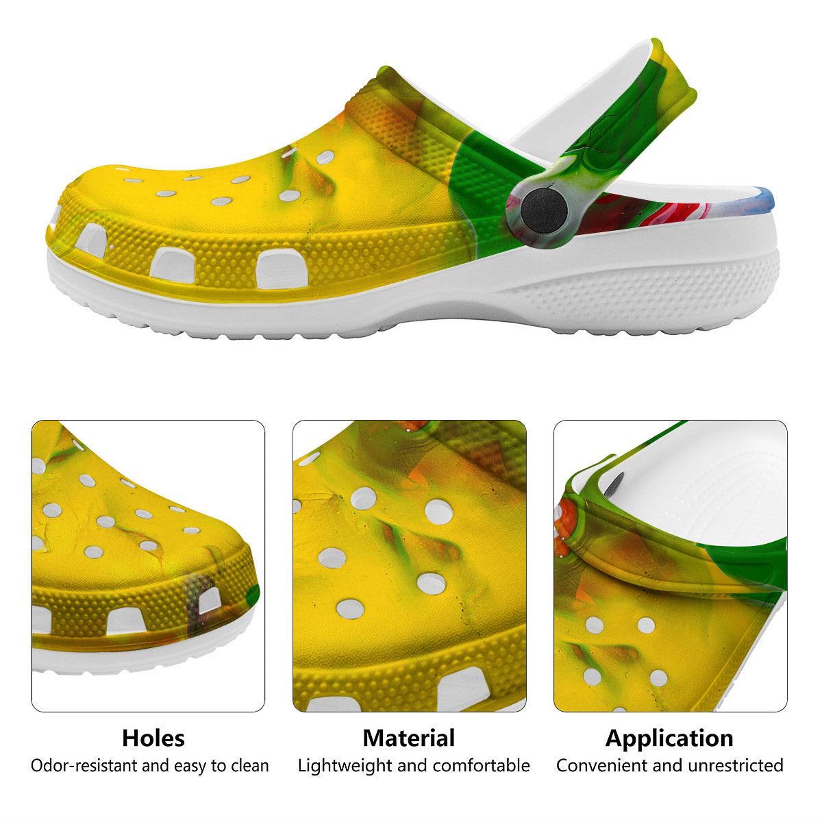 Acid Melt Yellow And Green Print Clog-grizzshop
