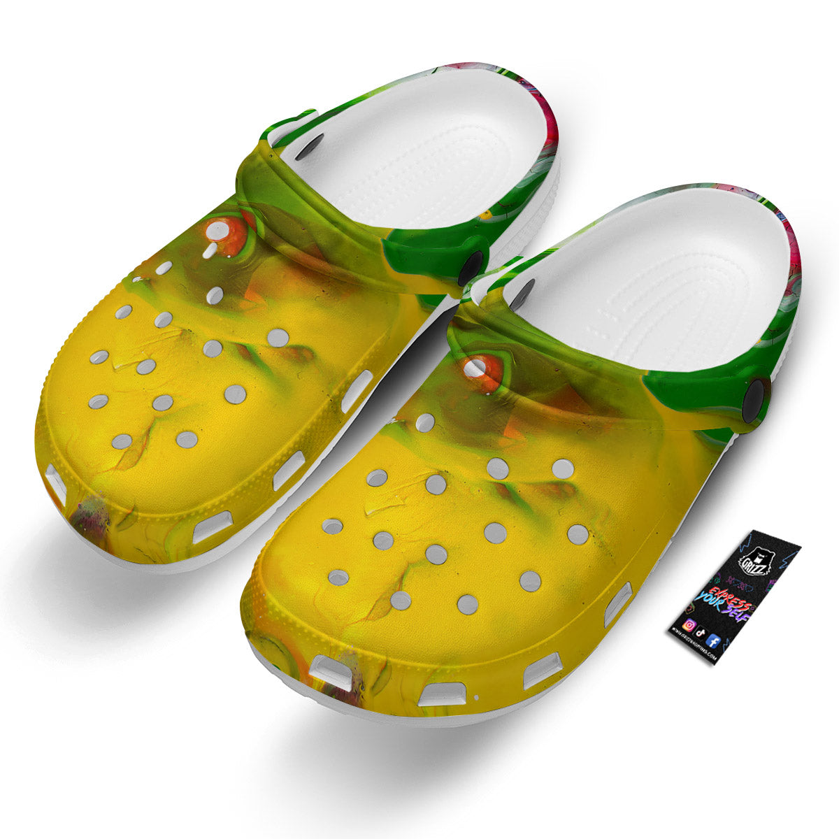 Acid Melt Yellow And Green Print Clog-grizzshop