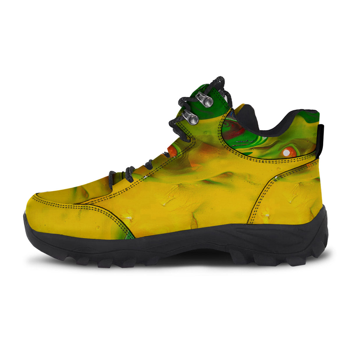 Acid Melt Yellow And Green Print Hiking Shoes-grizzshop