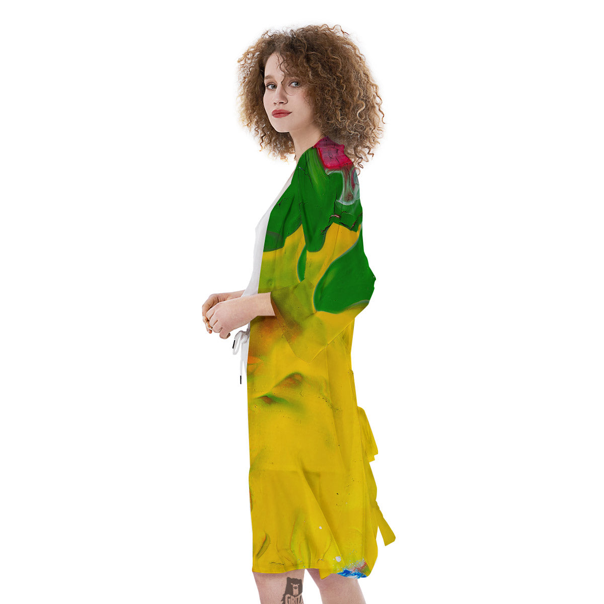 Acid Melt Yellow And Green Print Kimono-grizzshop