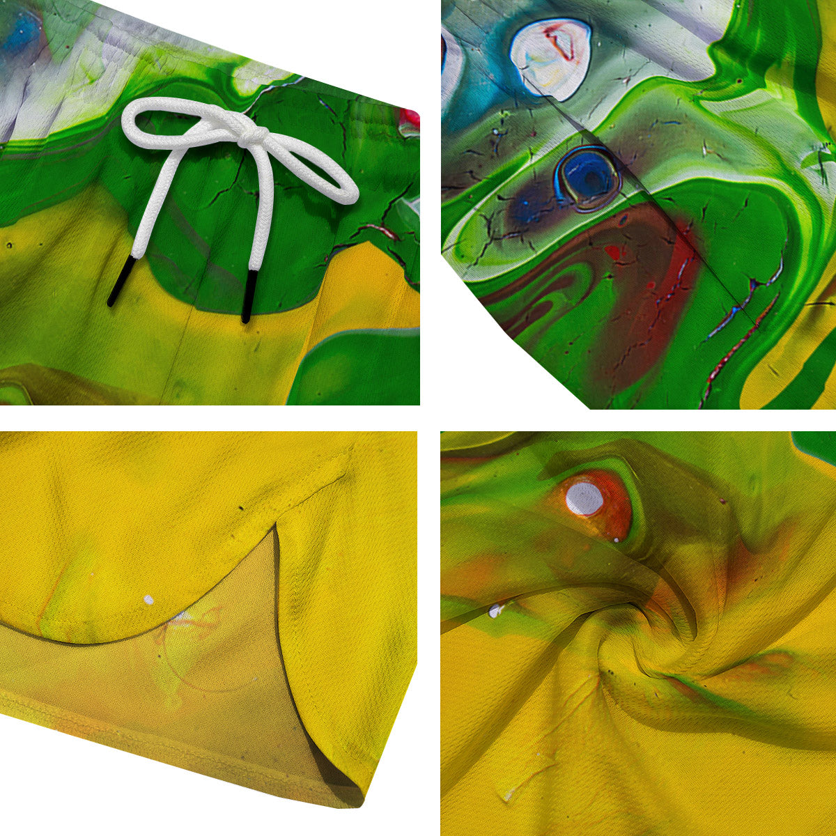 Acid Melt Yellow And Green Print Men's Running Shorts-grizzshop