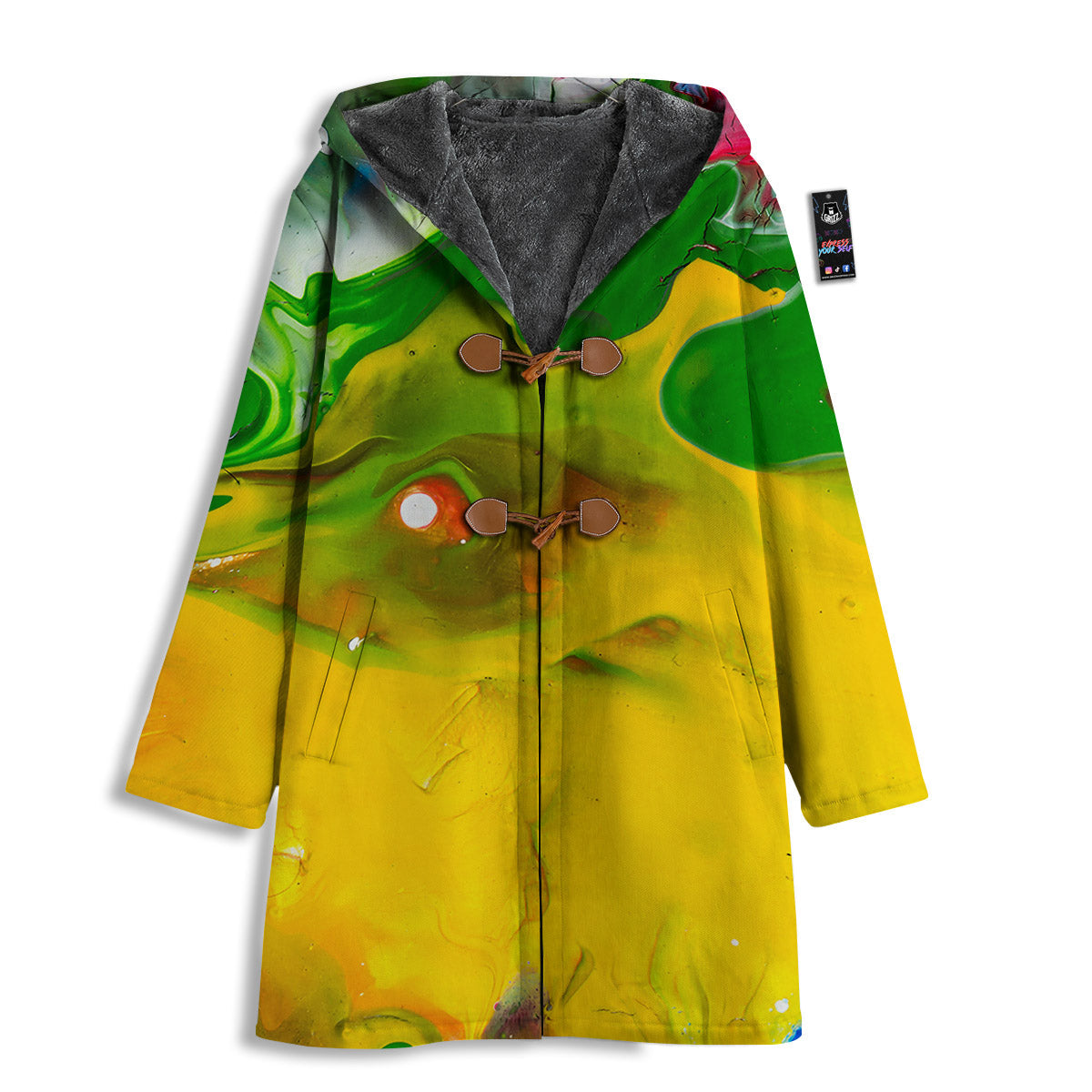 Acid Melt Yellow And Green Print Men's Windbreaker Jacket-grizzshop