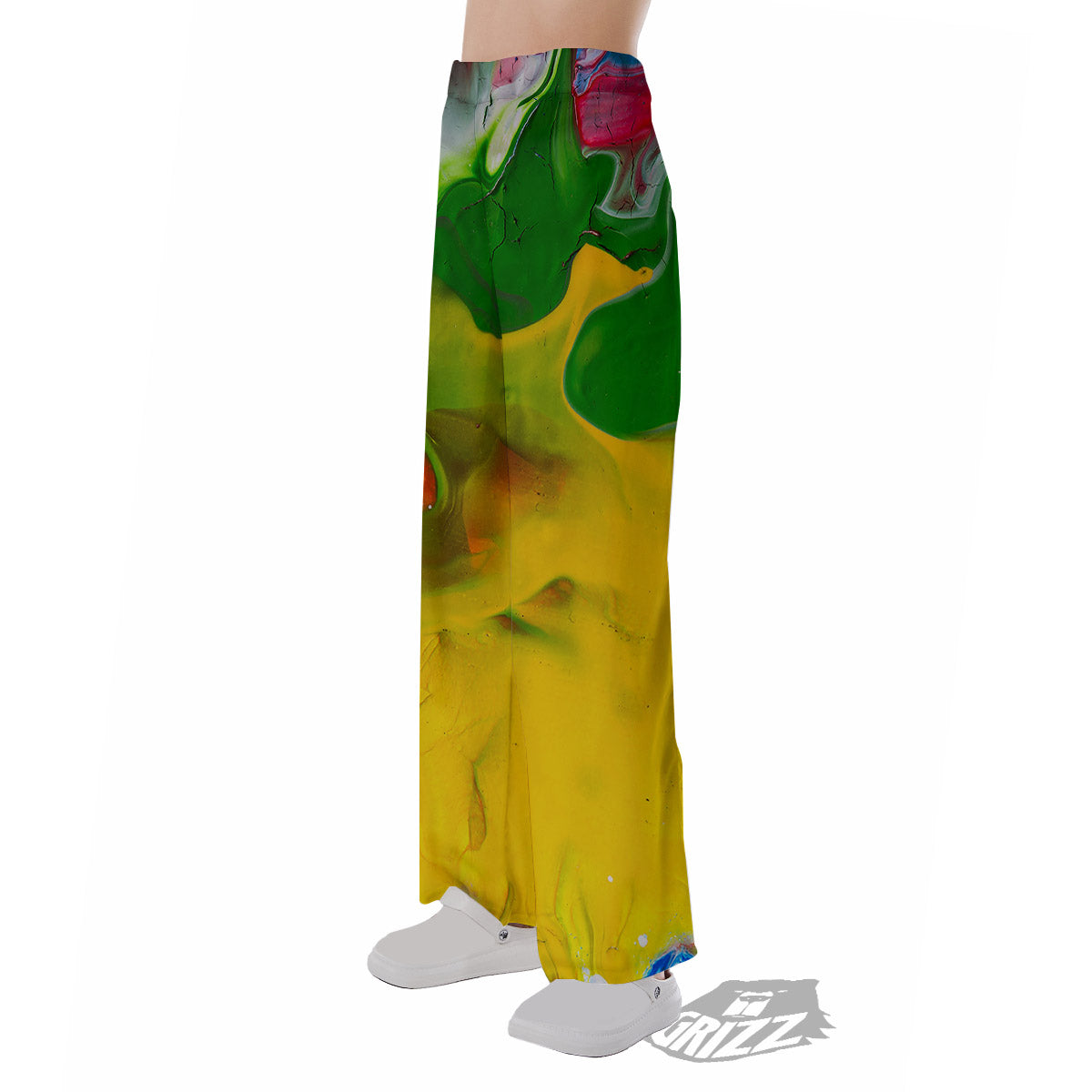 Acid Melt Yellow And Green Print Pajama Pants-grizzshop