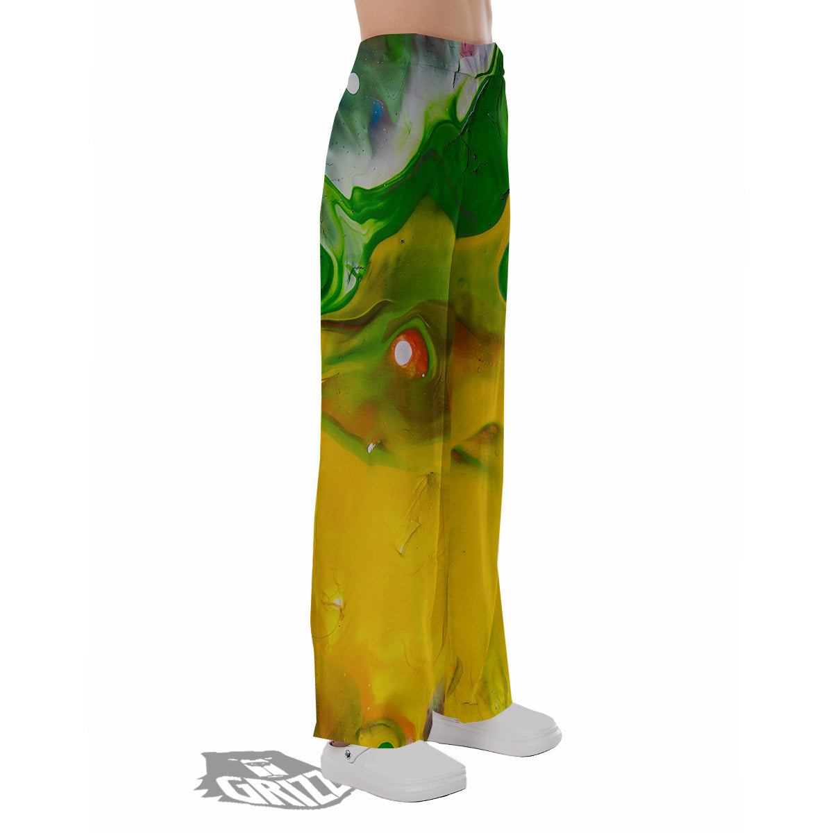 Acid Melt Yellow And Green Print Pajama Pants-grizzshop