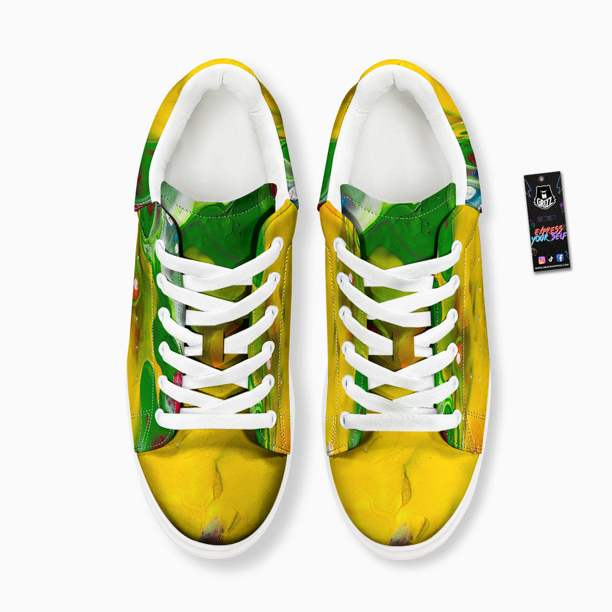 Acid Melt Yellow And Green Print Platform Shoes-grizzshop