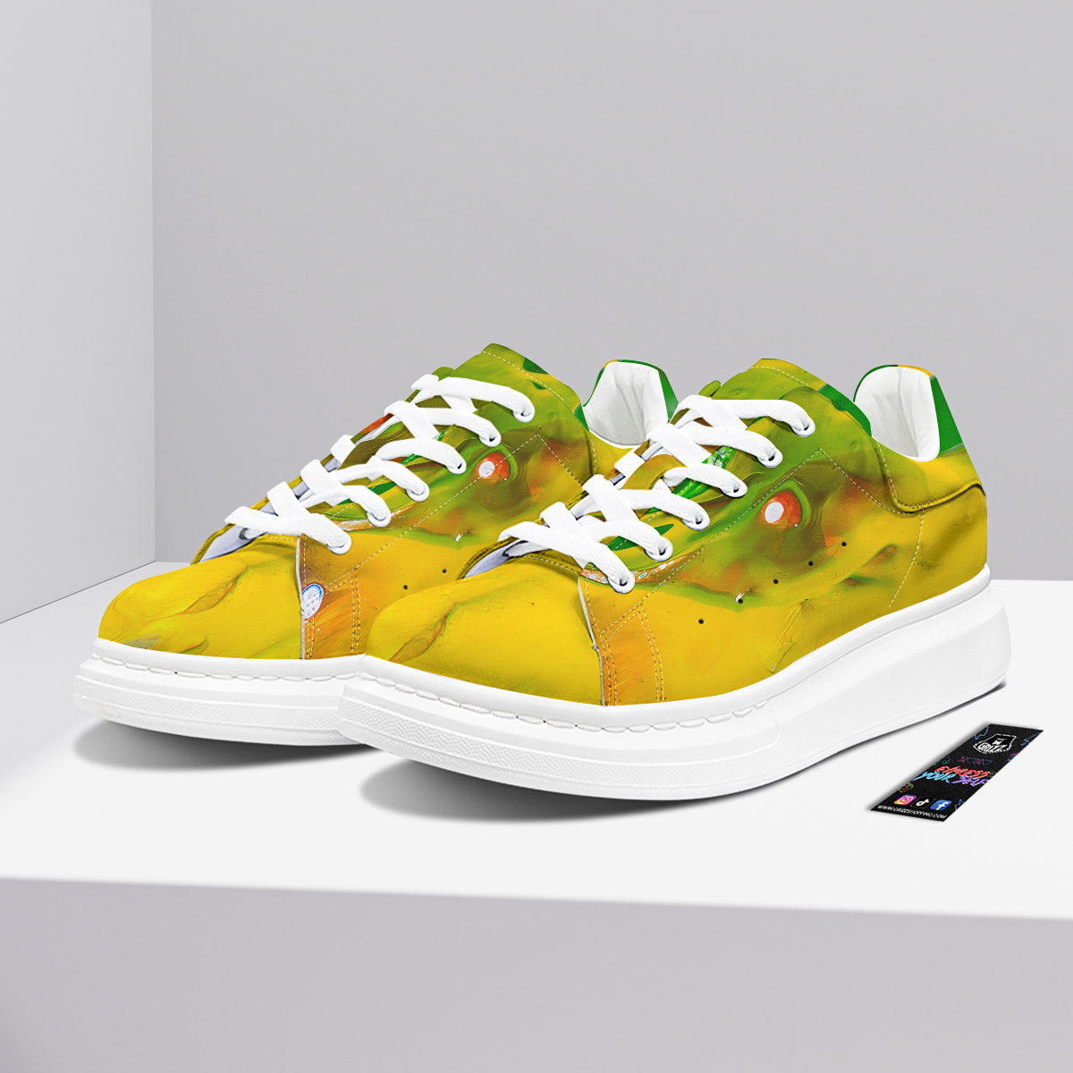 Acid Melt Yellow And Green Print Platform Shoes-grizzshop