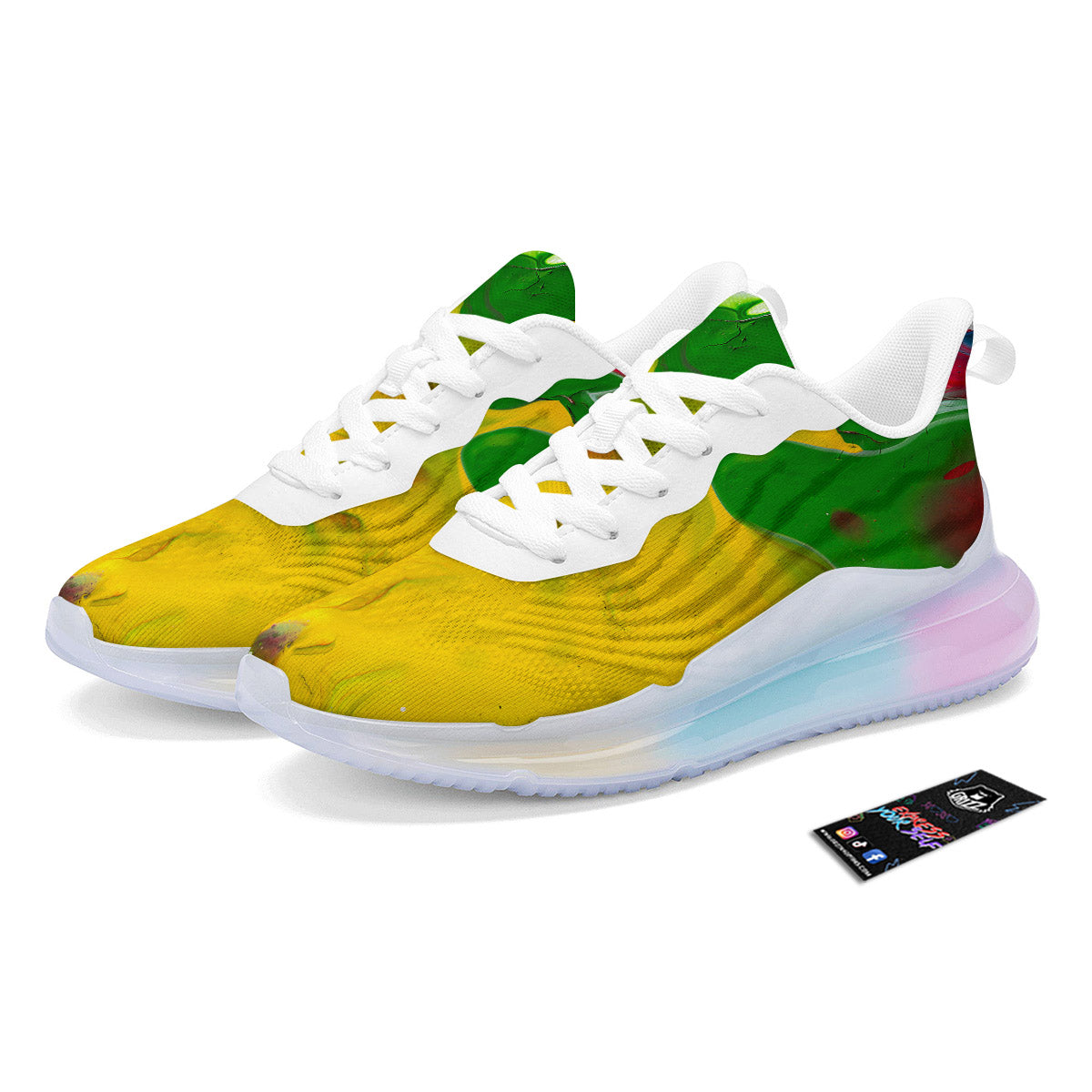 Acid Melt Yellow And Green Print Running Sneakers-grizzshop