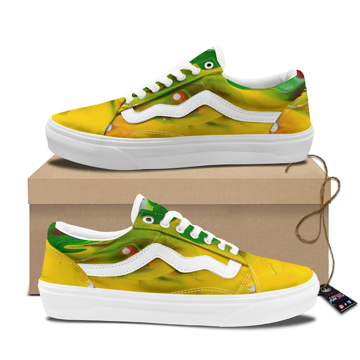 Acid Melt Yellow And Green Print Skate Shoes-grizzshop