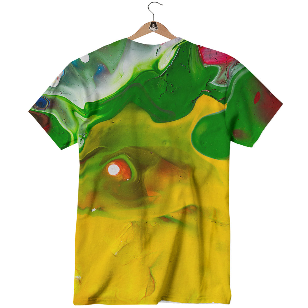 Acid Melt Yellow And Green Print T-Shirt-grizzshop