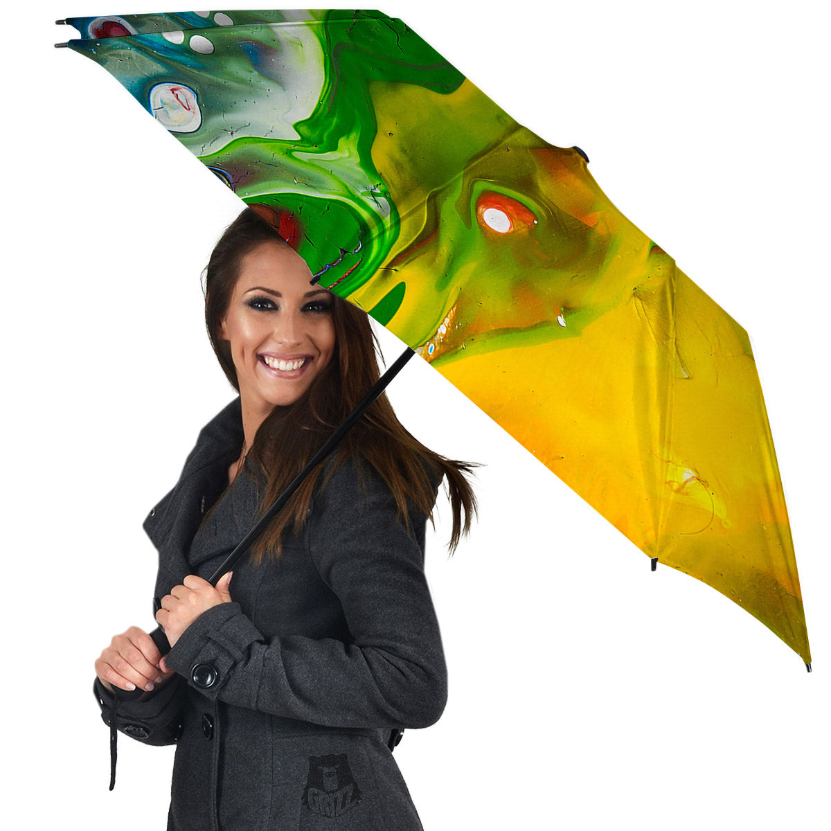 Acid Melt Yellow And Green Print Umbrella-grizzshop