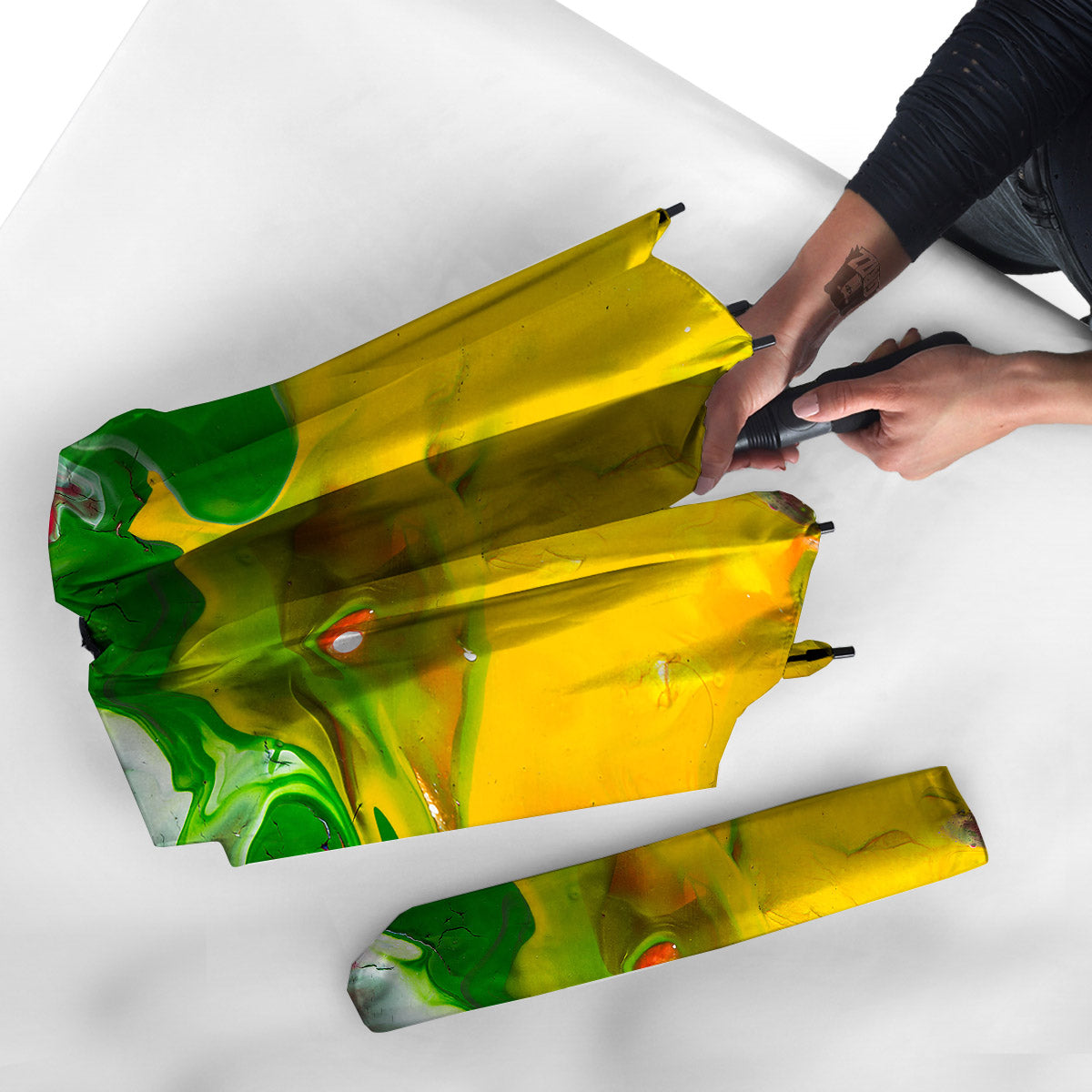 Acid Melt Yellow And Green Print Umbrella-grizzshop