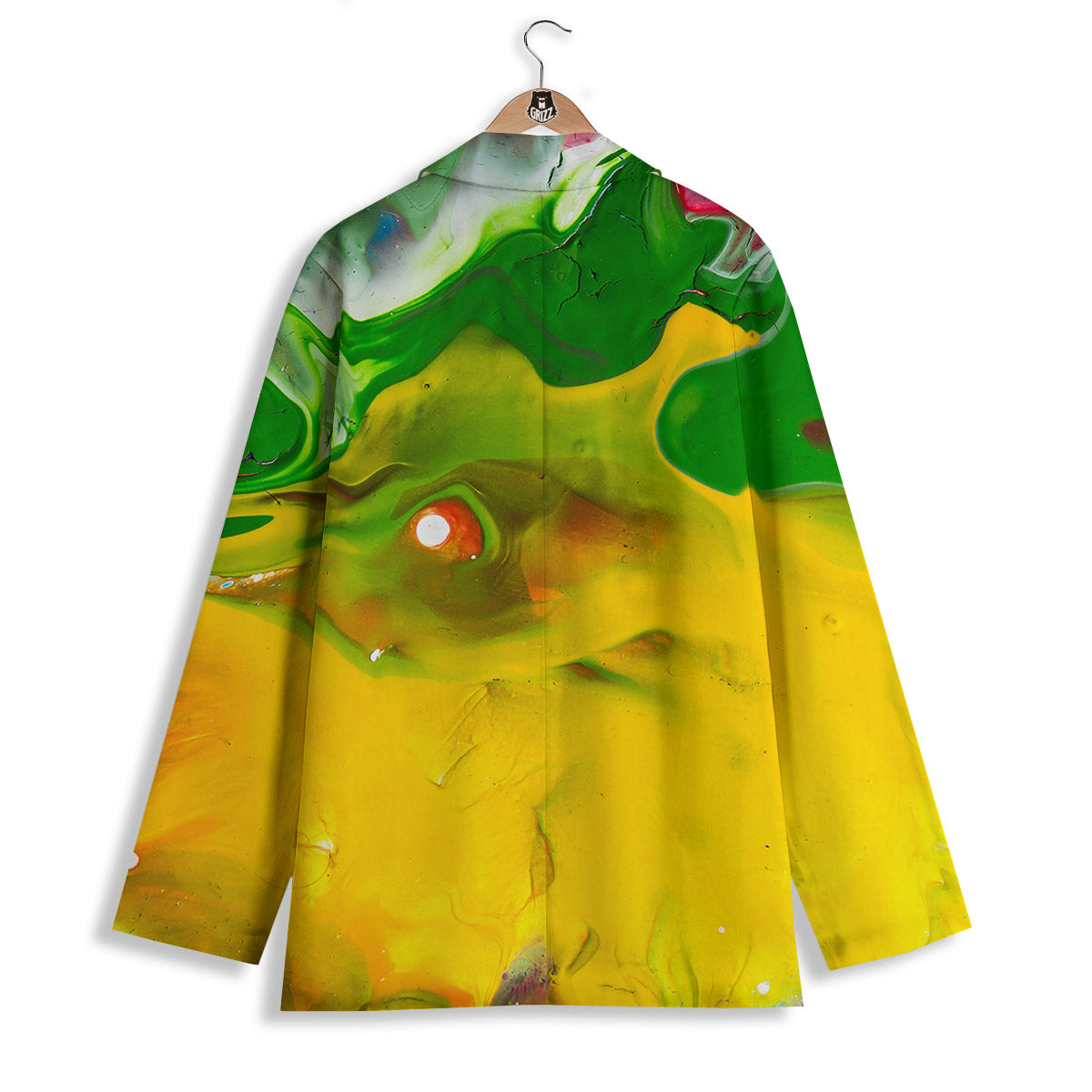 Acid Melt Yellow And Green Print Women's Blazer-grizzshop