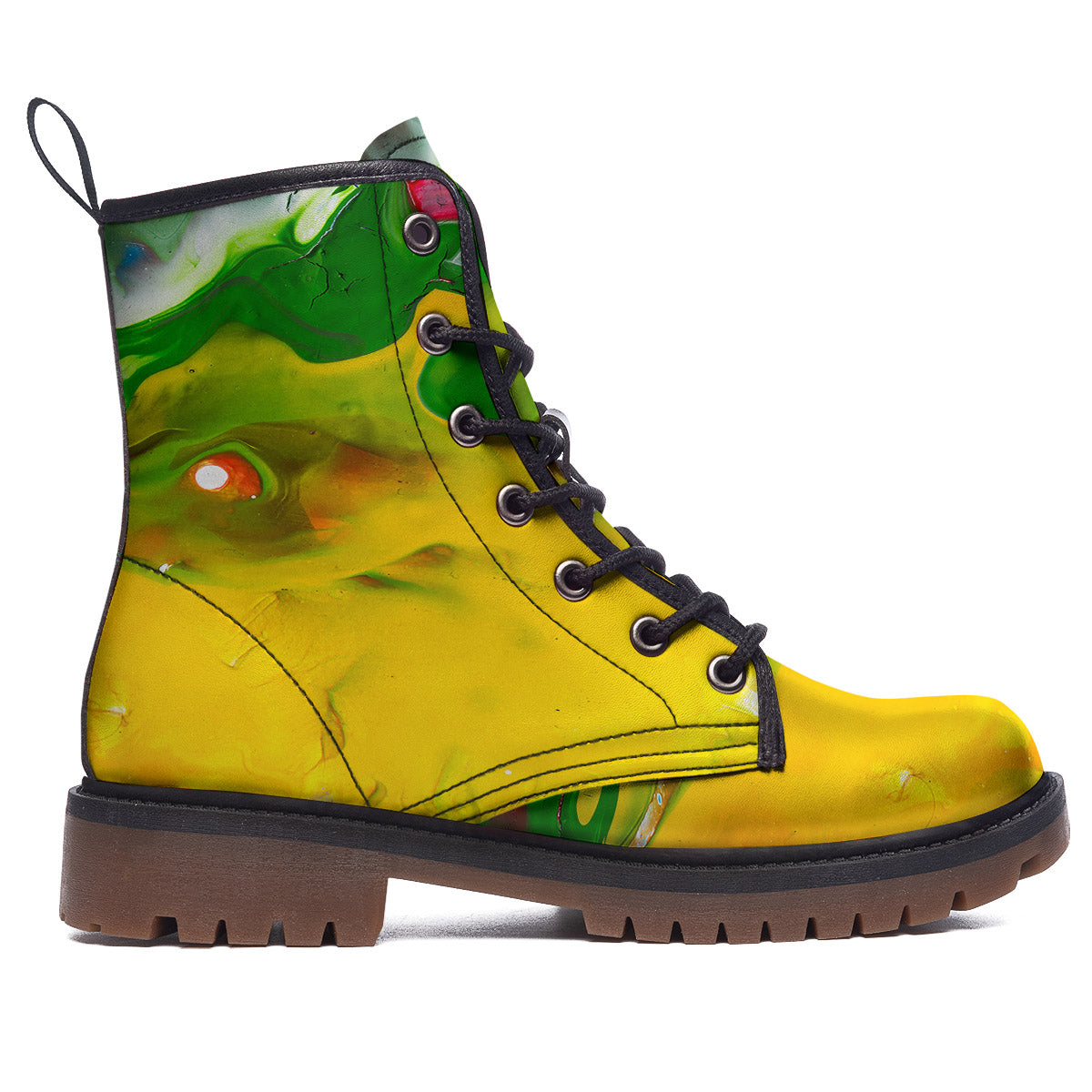 Acid Melt Yellow And Green Print Work Boots-grizzshop