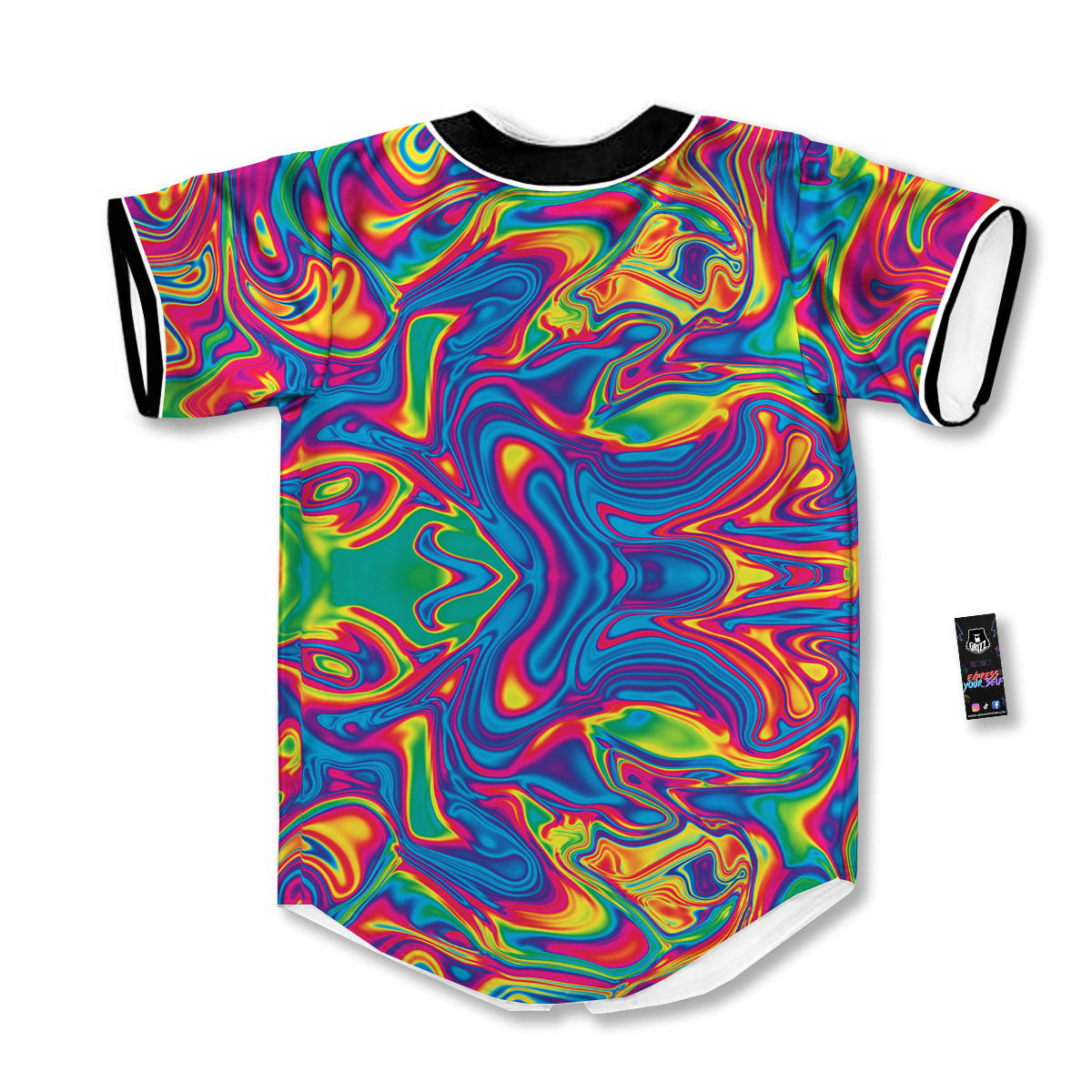 Acid Psychedelic Print Pattern Baseball Jersey-grizzshop