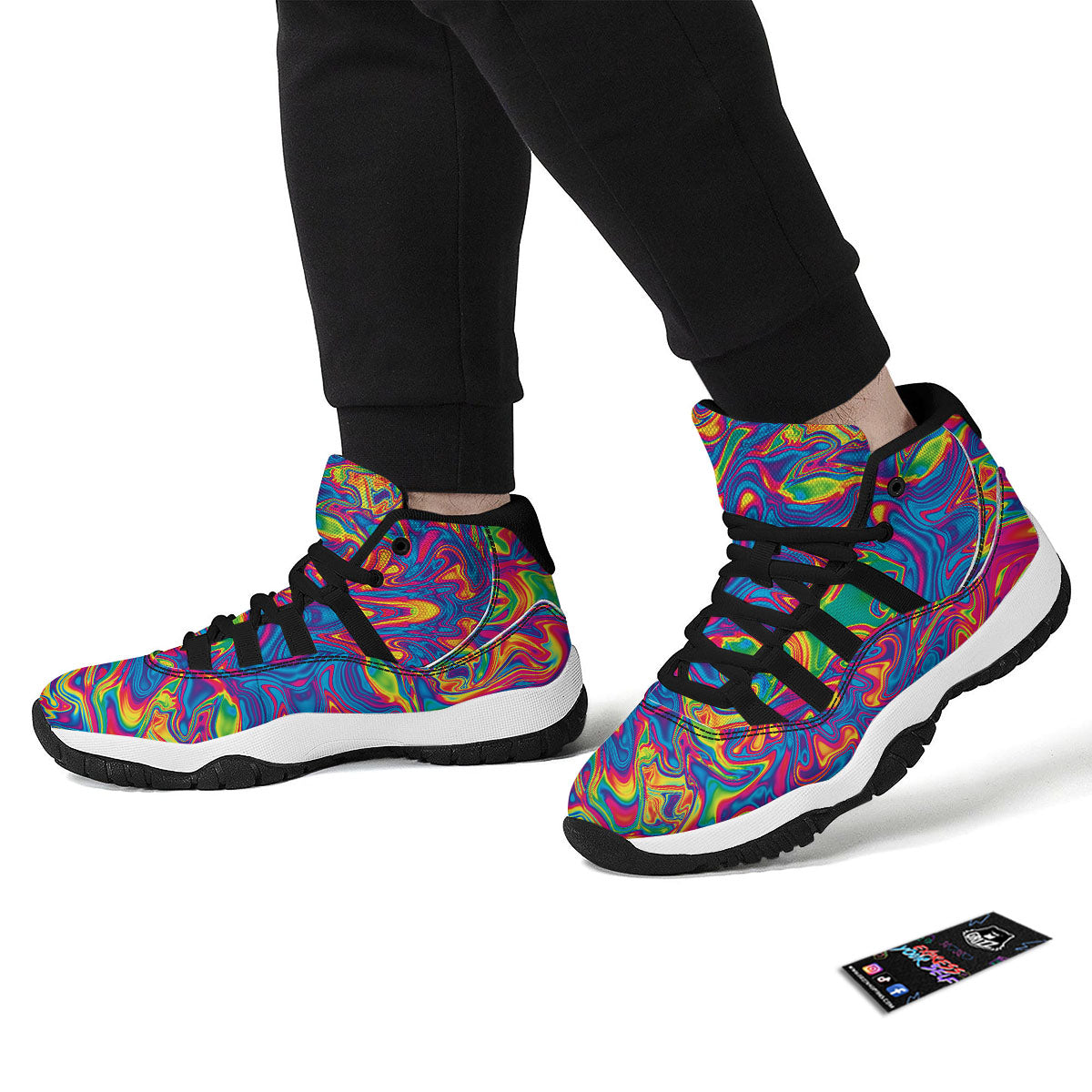 Acid Psychedelic Print Pattern Black Bball Shoes-grizzshop