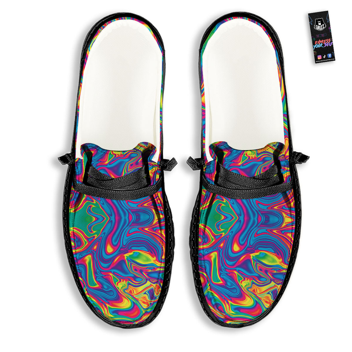 Acid Psychedelic Print Pattern Black Loafers-grizzshop