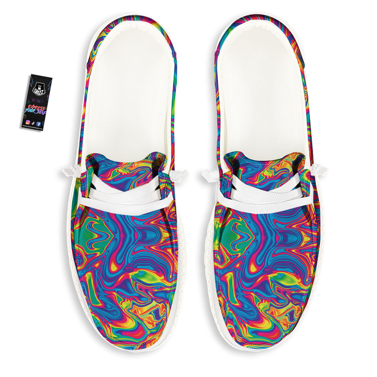 Acid Psychedelic Print Pattern Black Loafers-grizzshop