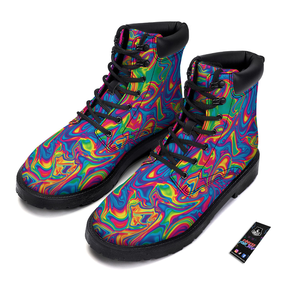 Acid Psychedelic Print Pattern Boots-grizzshop