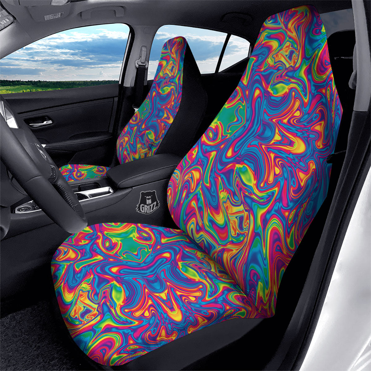 Acid Psychedelic Print Pattern Car Seat Covers-grizzshop