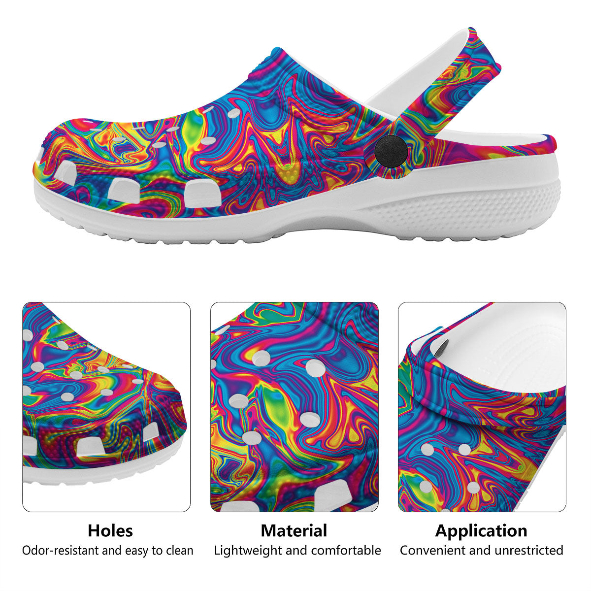 Acid Psychedelic Print Pattern Clog-grizzshop