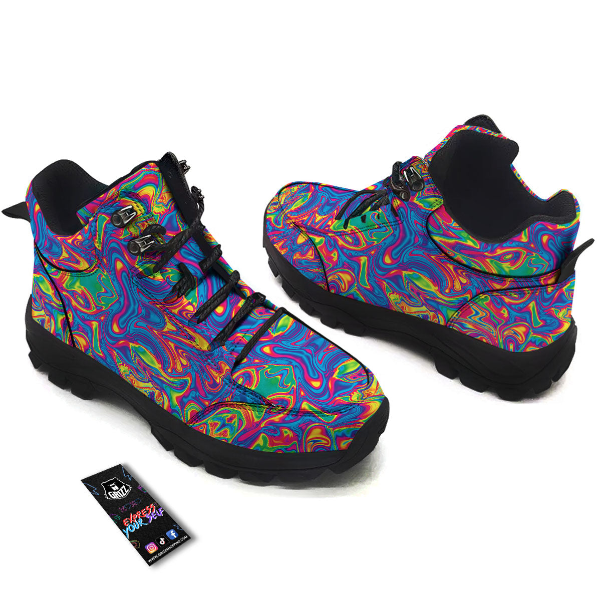 Acid Psychedelic Print Pattern Hiking Shoes-grizzshop