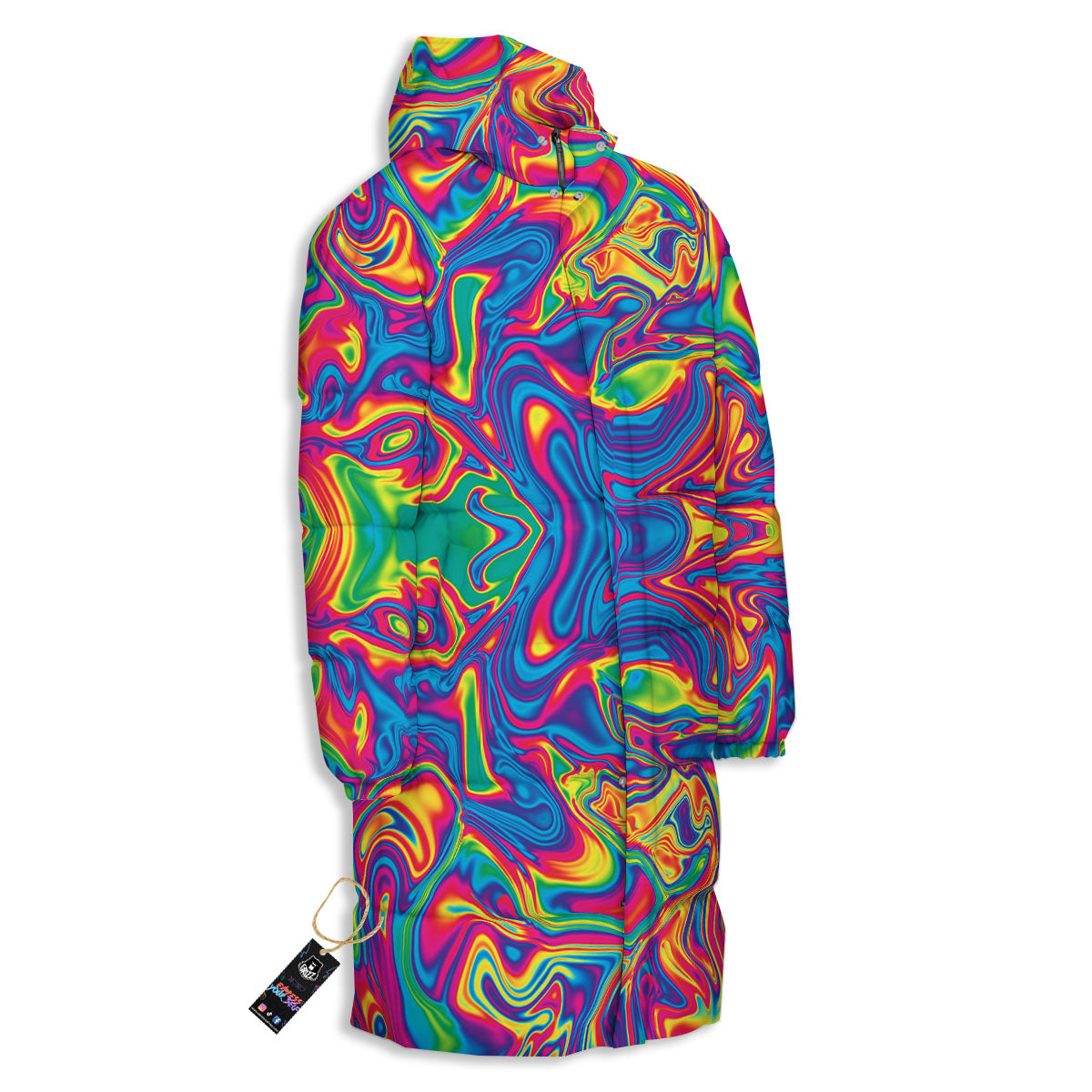 Acid Psychedelic Print Pattern Long Down Jacket-grizzshop