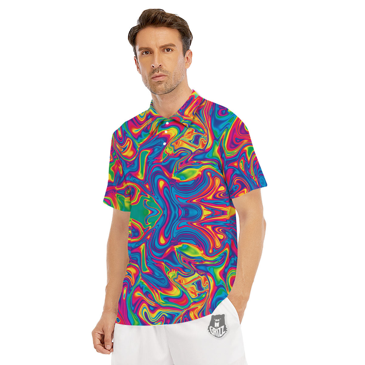 Acid Psychedelic Print Pattern Men's Golf Shirts-grizzshop