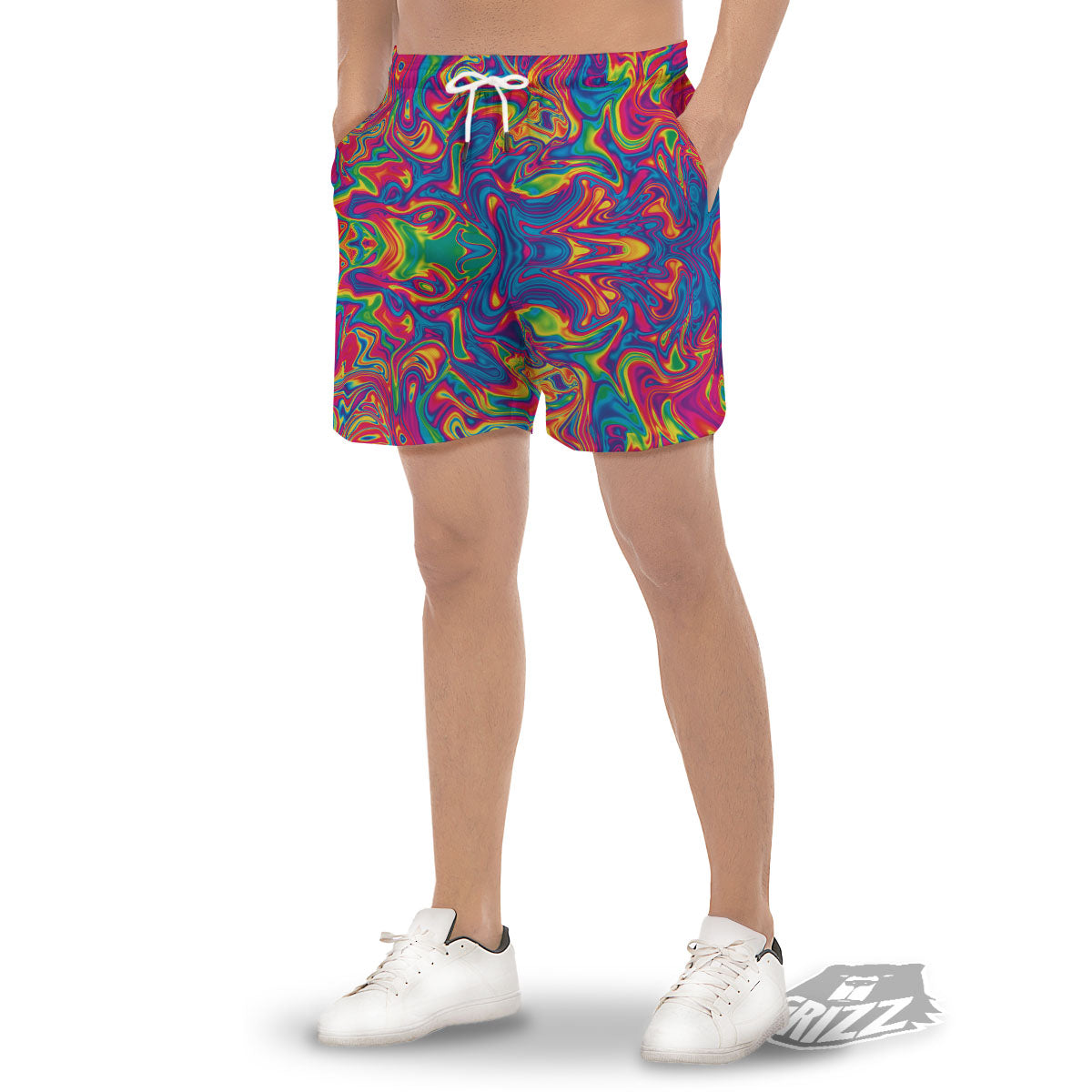 Acid Psychedelic Print Pattern Men's Gym Shorts-grizzshop
