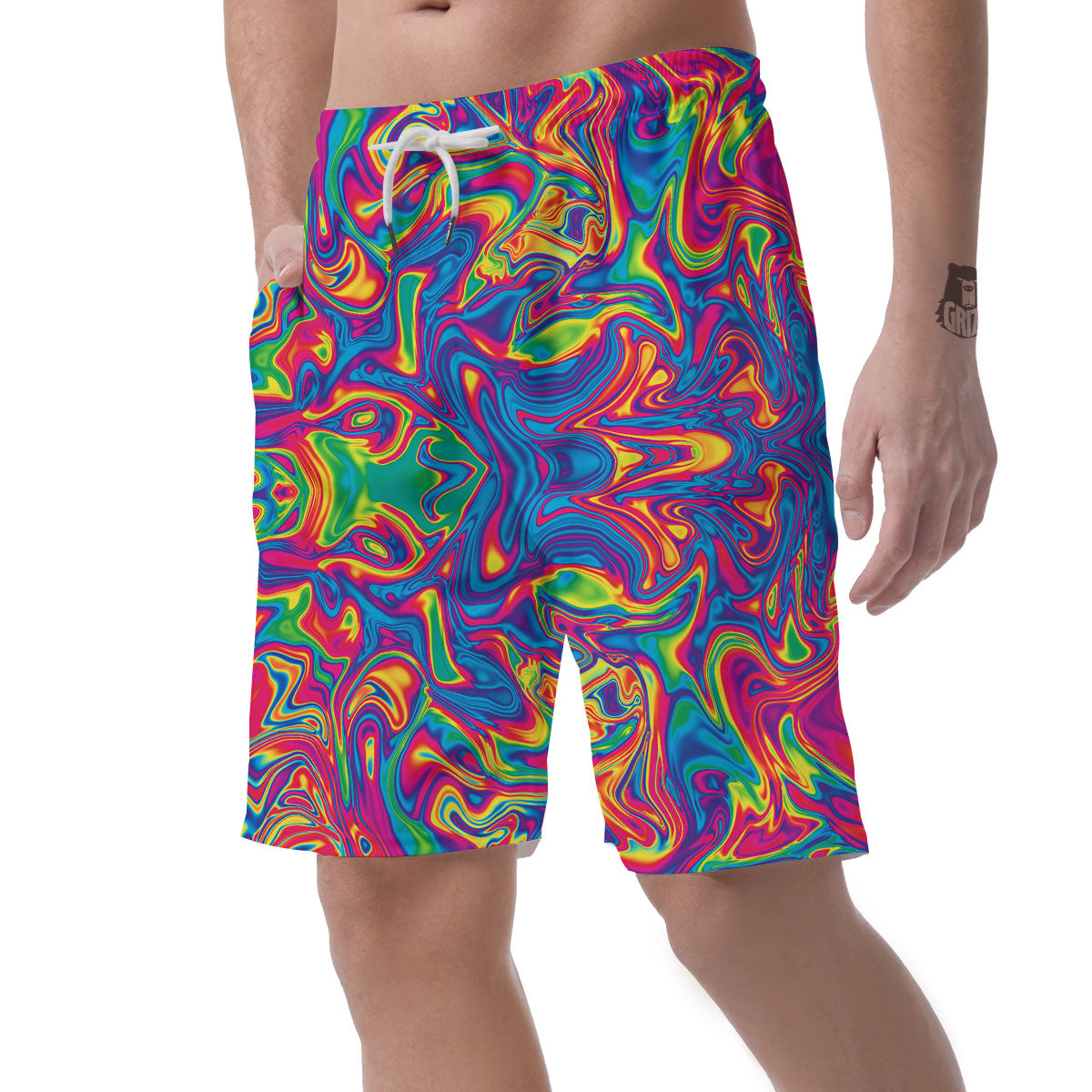 Acid Psychedelic Print Pattern Men's Shorts-grizzshop