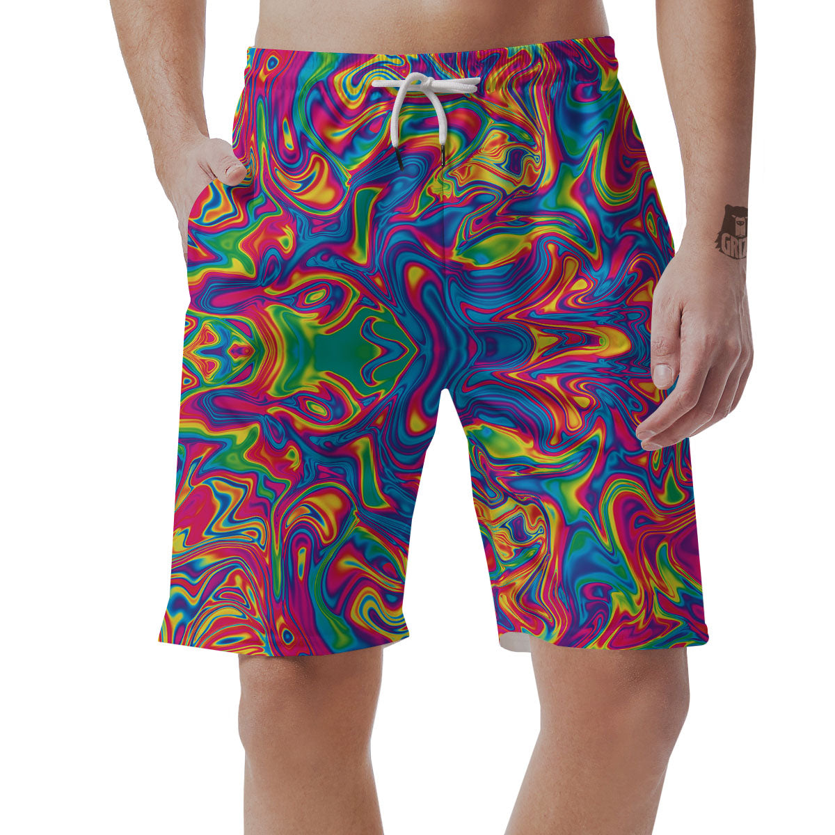 Acid Psychedelic Print Pattern Men's Shorts-grizzshop
