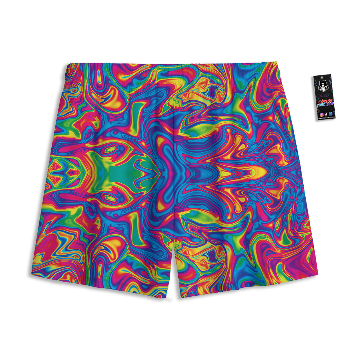 Acid Psychedelic Print Pattern Mesh Shorts