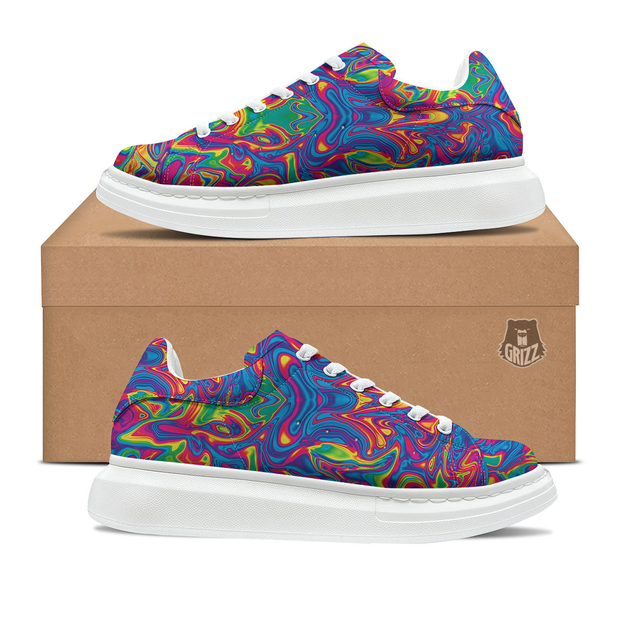 Acid Psychedelic Print Pattern Platform Shoes-grizzshop
