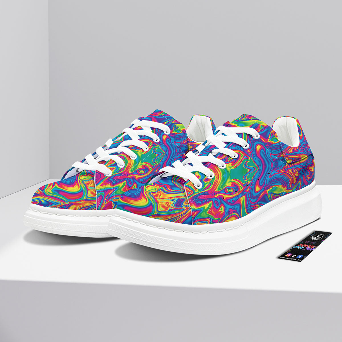 Acid Psychedelic Print Pattern Platform Shoes-grizzshop