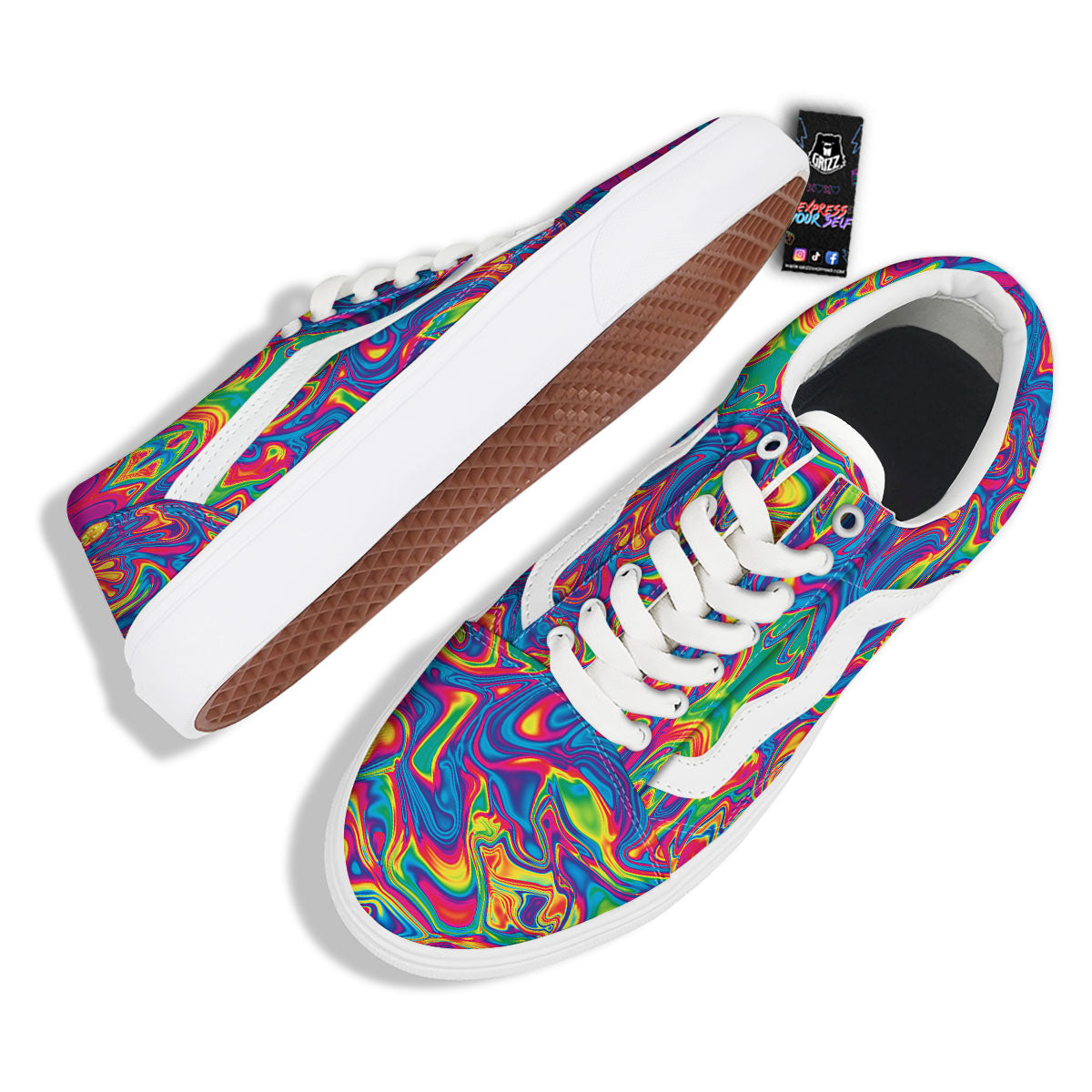 Acid Psychedelic Print Pattern Skate Shoes-grizzshop