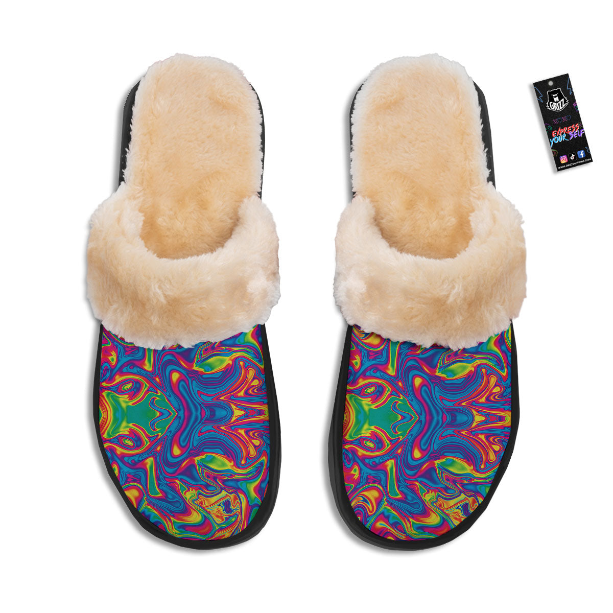 Acid Psychedelic Print Pattern Slippers-grizzshop