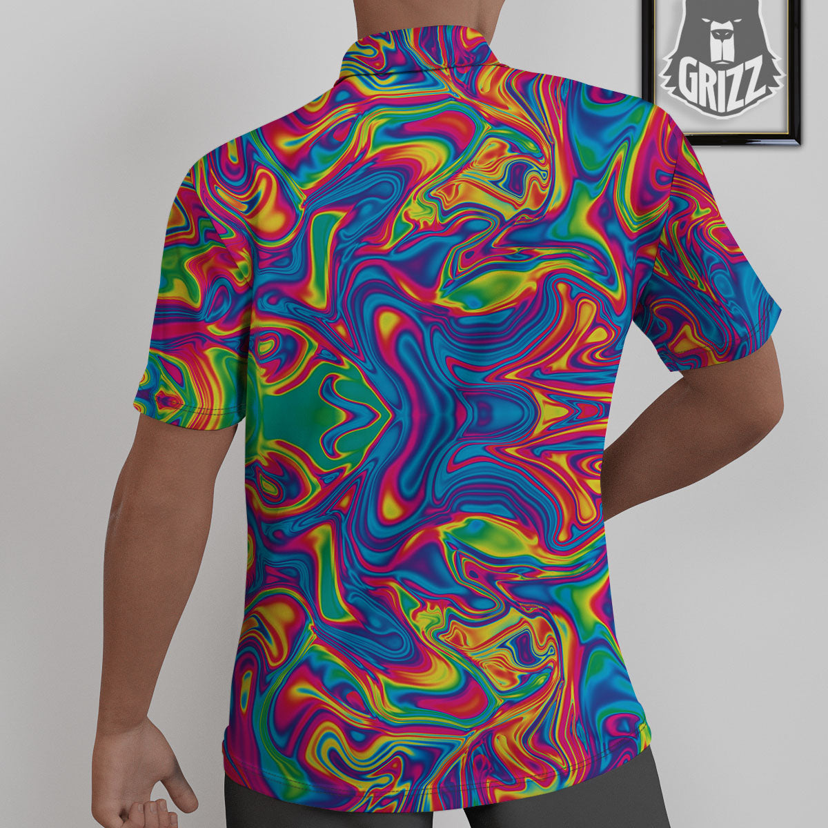 Acid Psychedelic Print Pattern Untucked Shirts-grizzshop