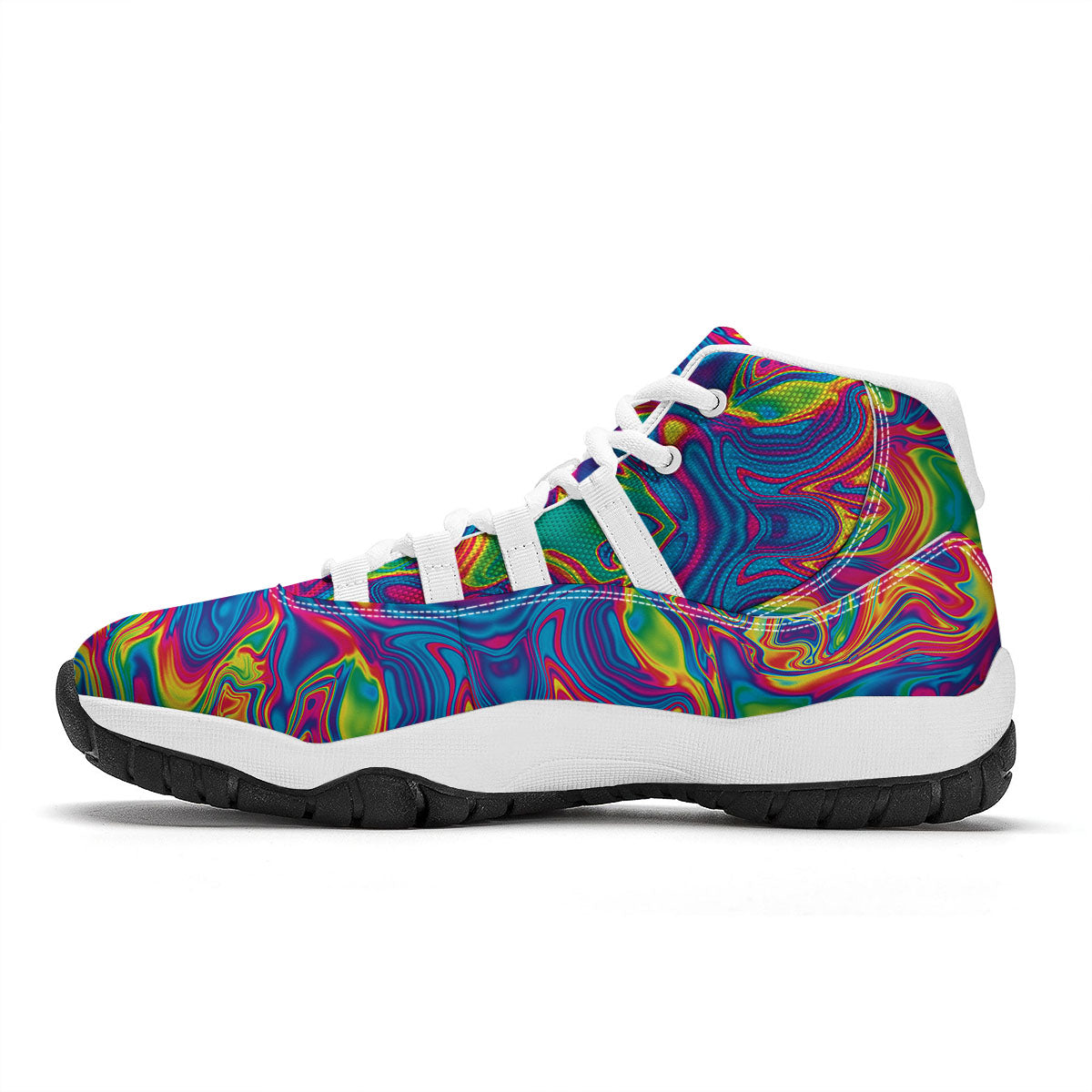 Acid Psychedelic Print Pattern White Bball Shoes-grizzshop