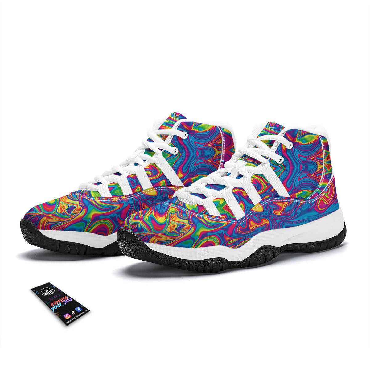 Acid Psychedelic Print Pattern White Bball Shoes-grizzshop