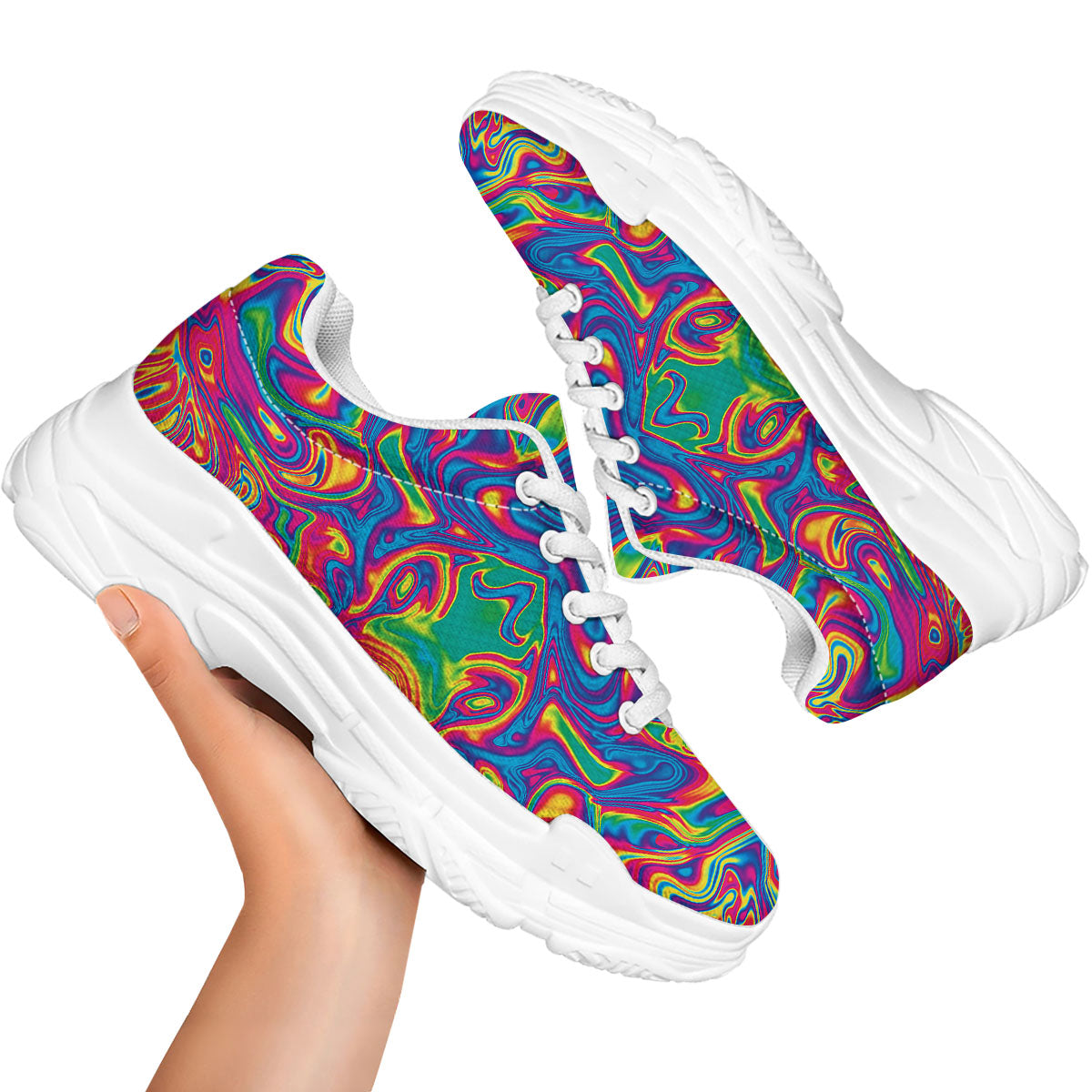Acid Psychedelic Print Pattern White Chunky Shoes-grizzshop