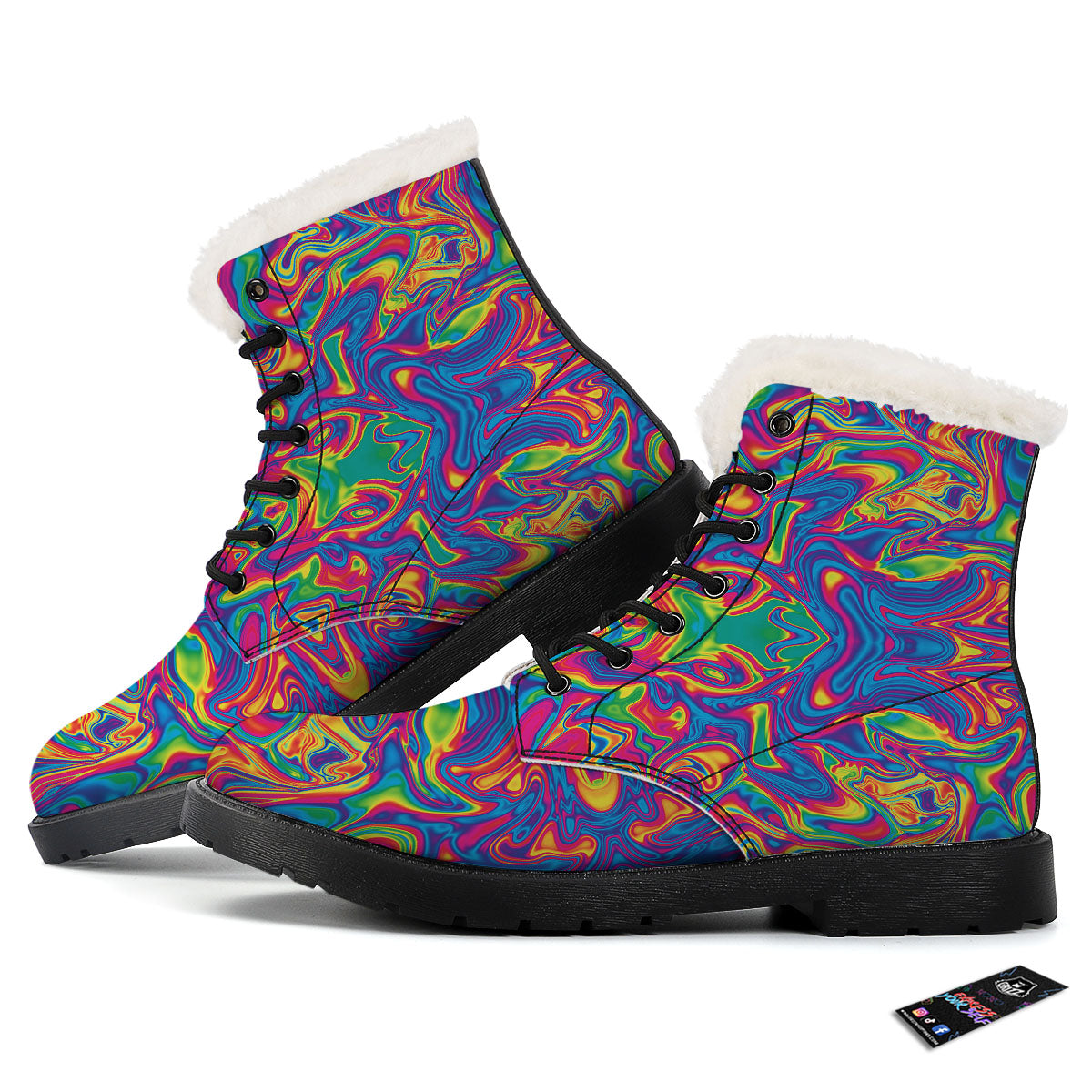 Acid Psychedelic Print Pattern Winter Boots-grizzshop