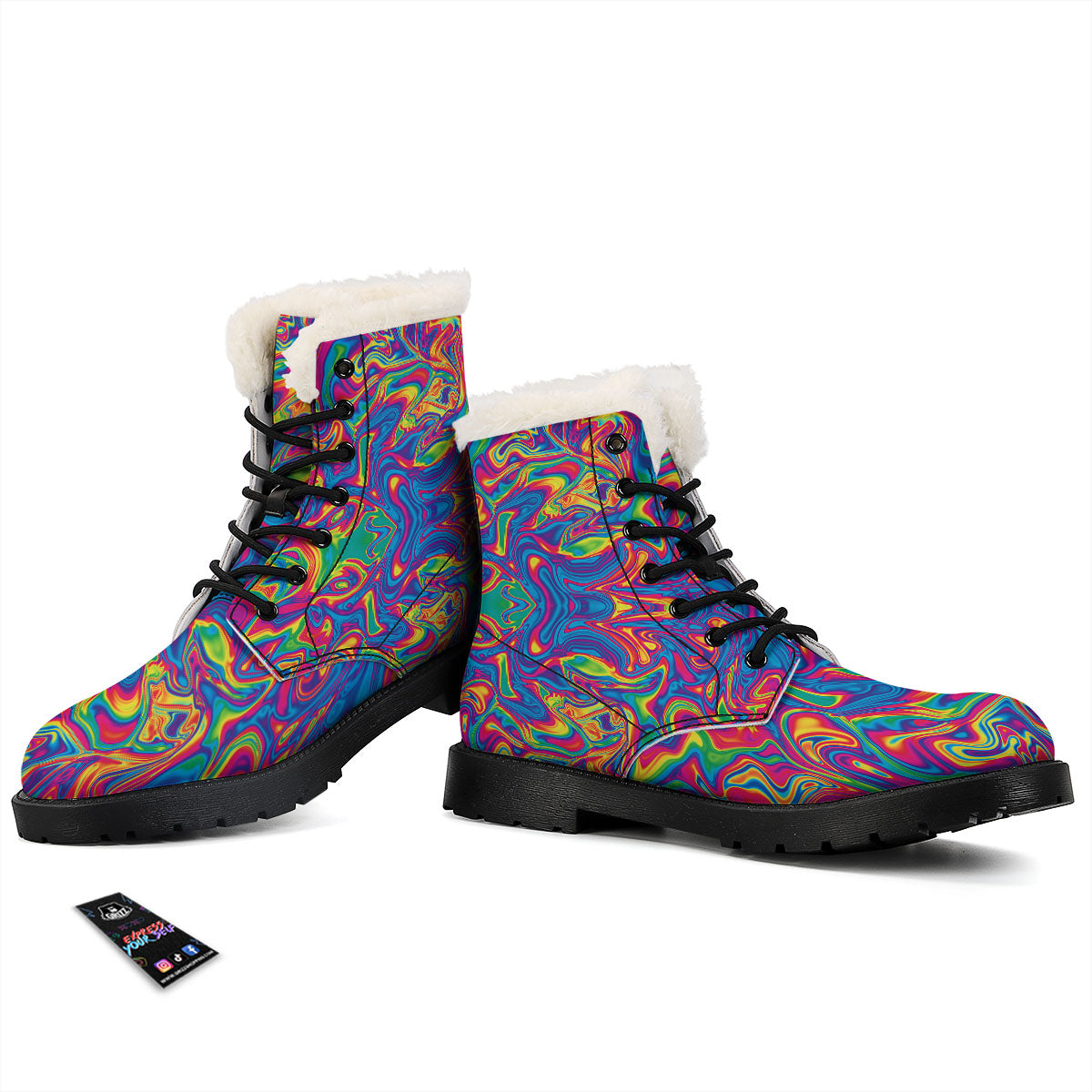 Acid Psychedelic Print Pattern Winter Boots-grizzshop
