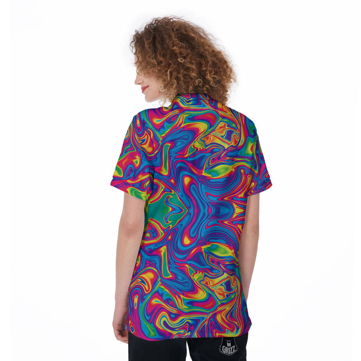 Acid Psychedelic Print Pattern Women's Golf Shirts-grizzshop